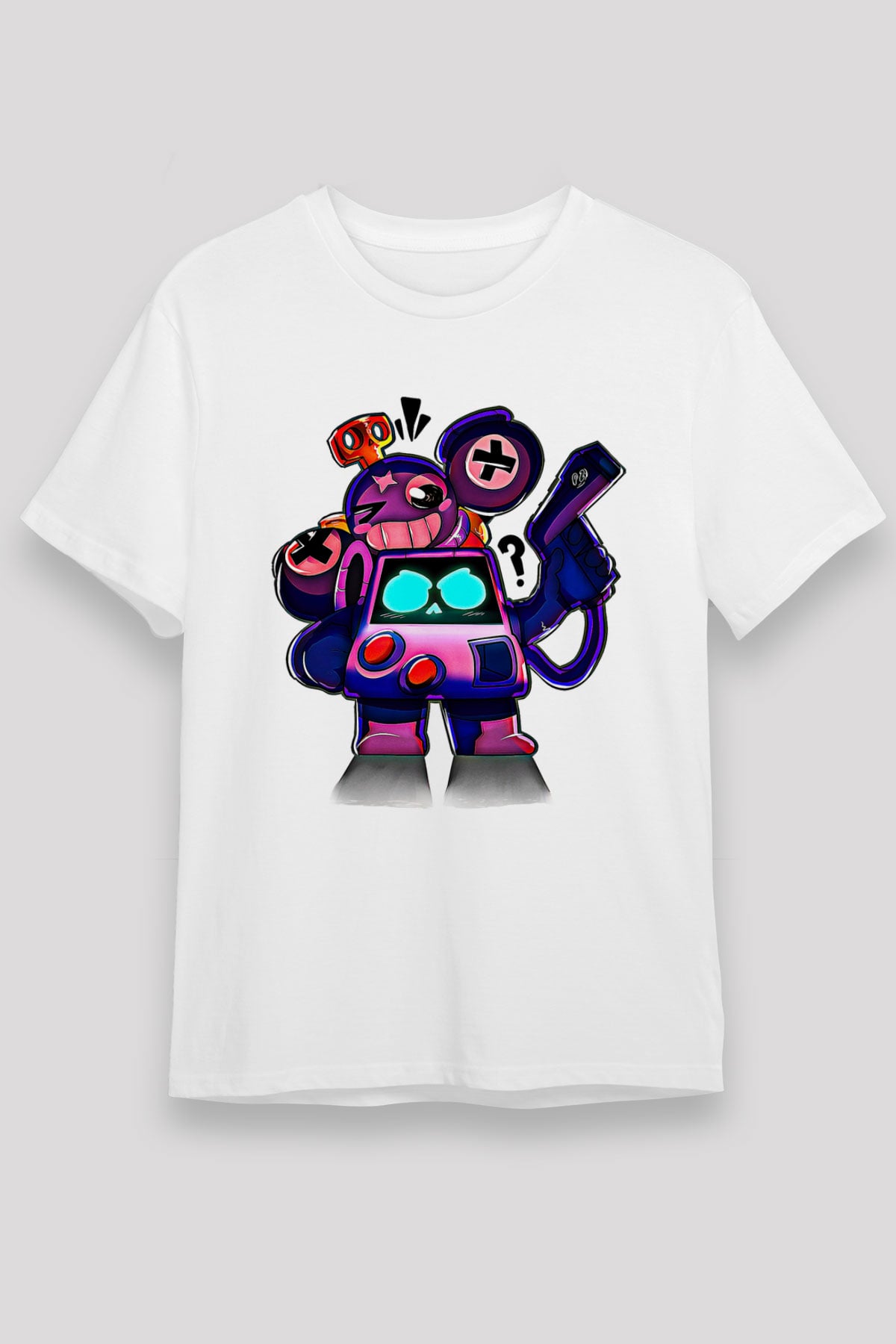 Brawl Stars Baskılı Unisex Beyaz Tişört - Tshirt