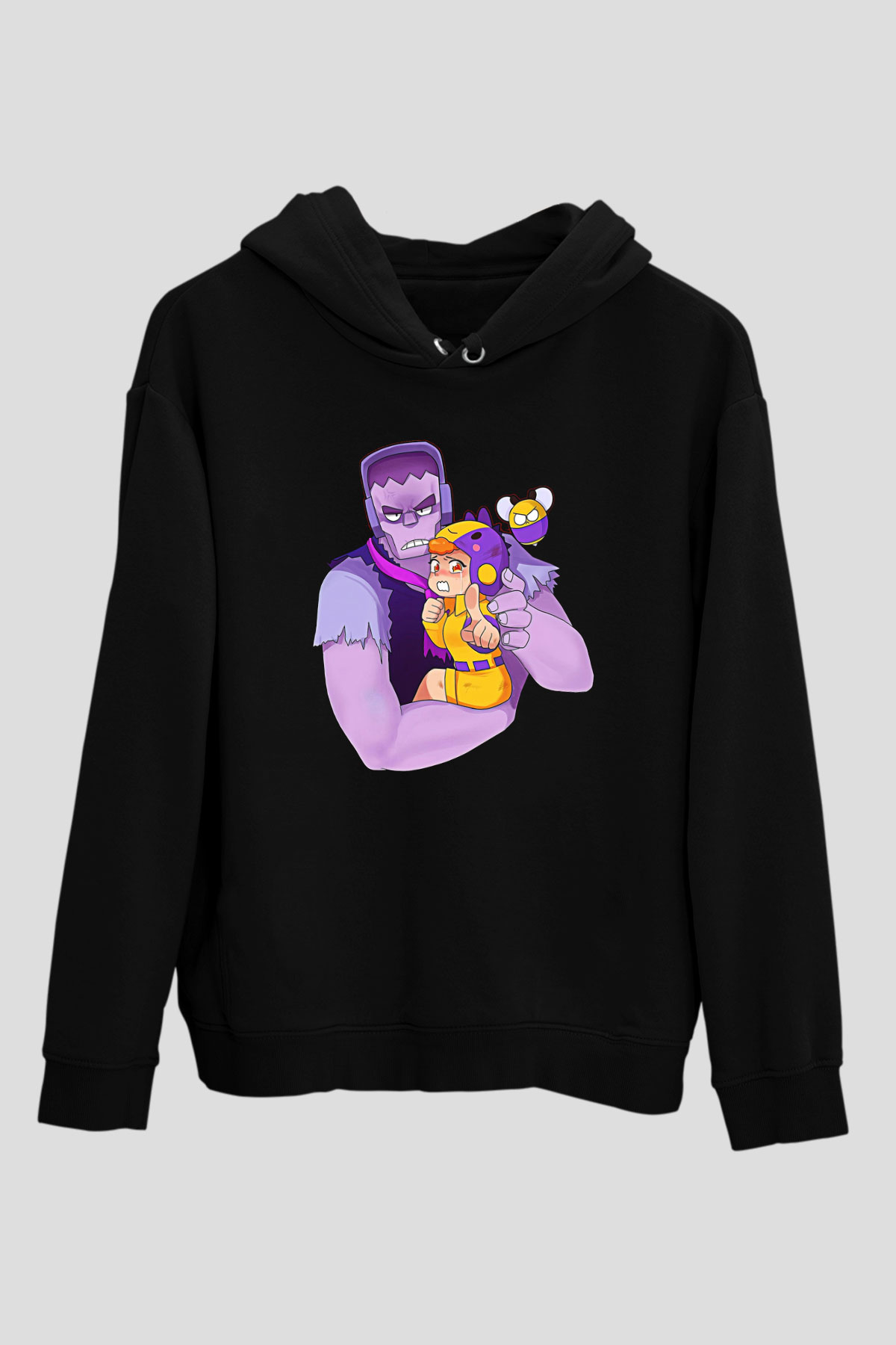 Brawl Stars Baskılı Unisex Siyah Kapüşonlu Sweatshirt
