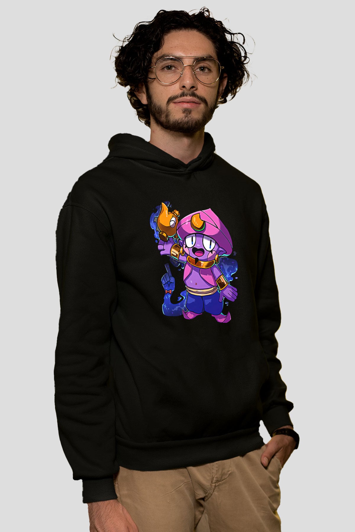 Brawl Stars Baskılı Unisex Siyah Kapüşonlu Sweatshirt