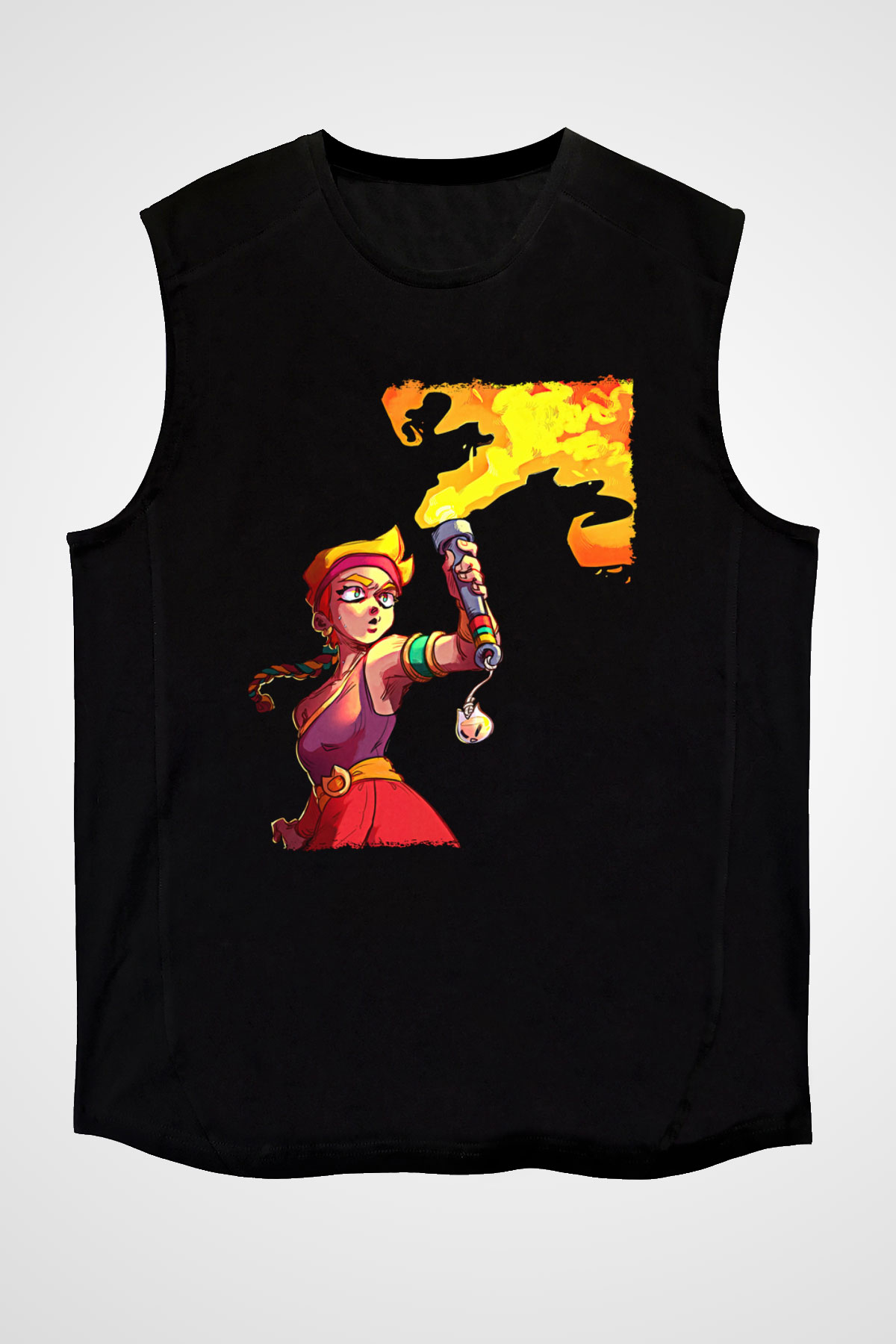 Brawl Stars Baskılı Unisex Siyah Kolsuz Tişört - Tshirt