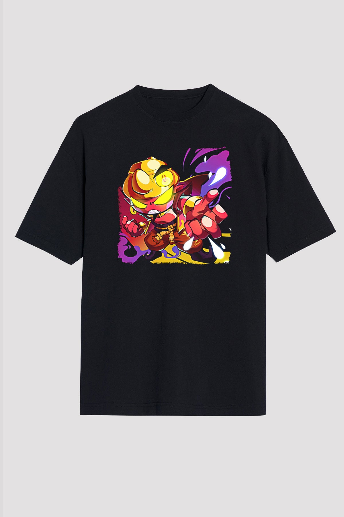 Brawl Stars Baskılı Unisex Siyah Oversize Tişört - Tshirt