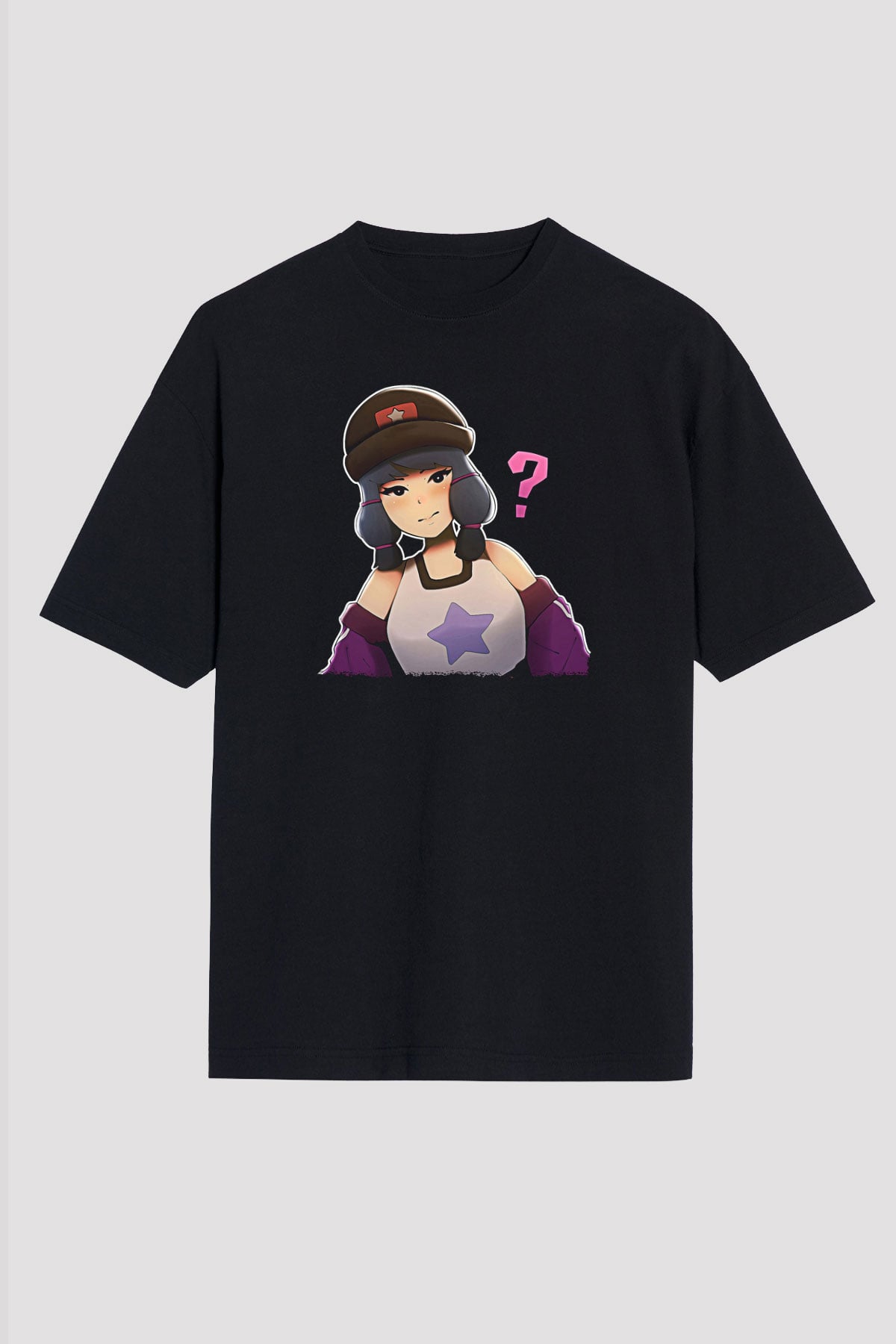 Brawl Stars Baskılı Unisex Siyah Oversize Tişört - Tshirt