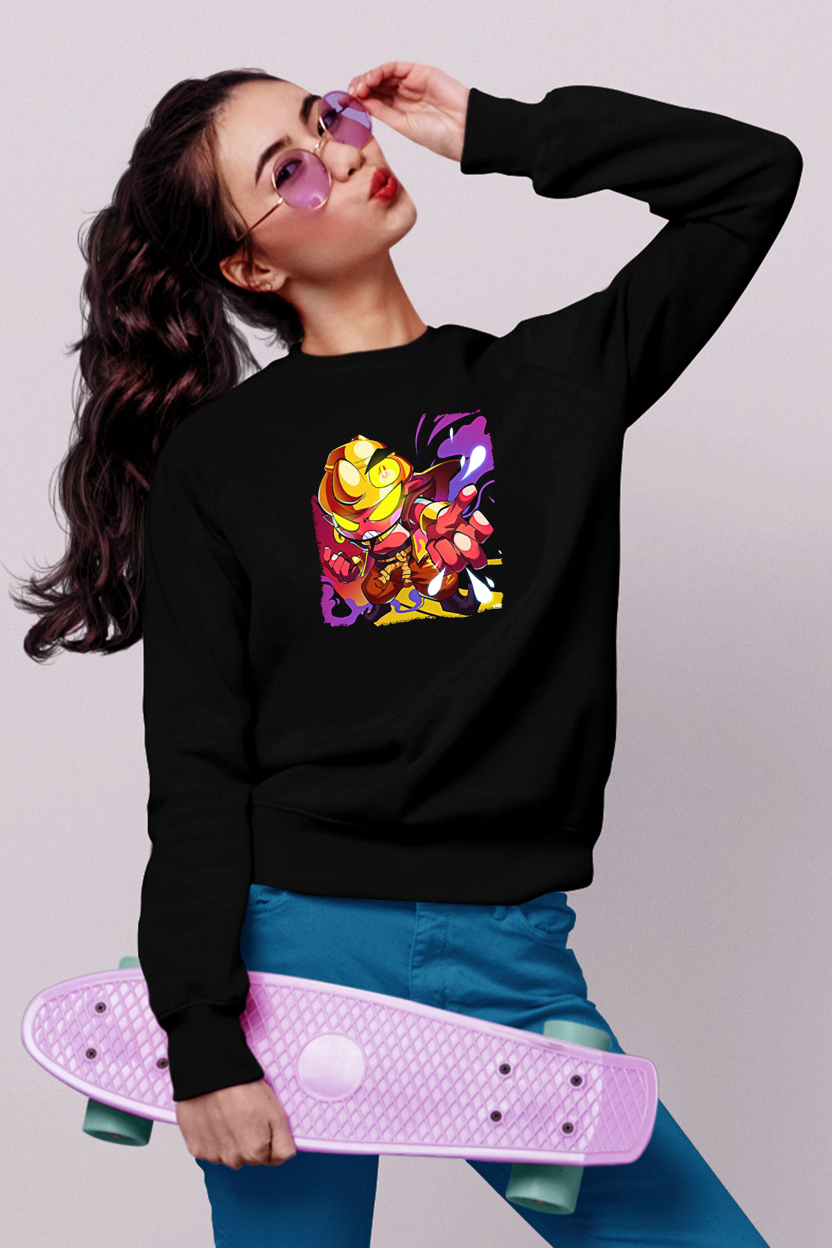Brawl Stars Baskılı Unisex Siyah Sweatshirt