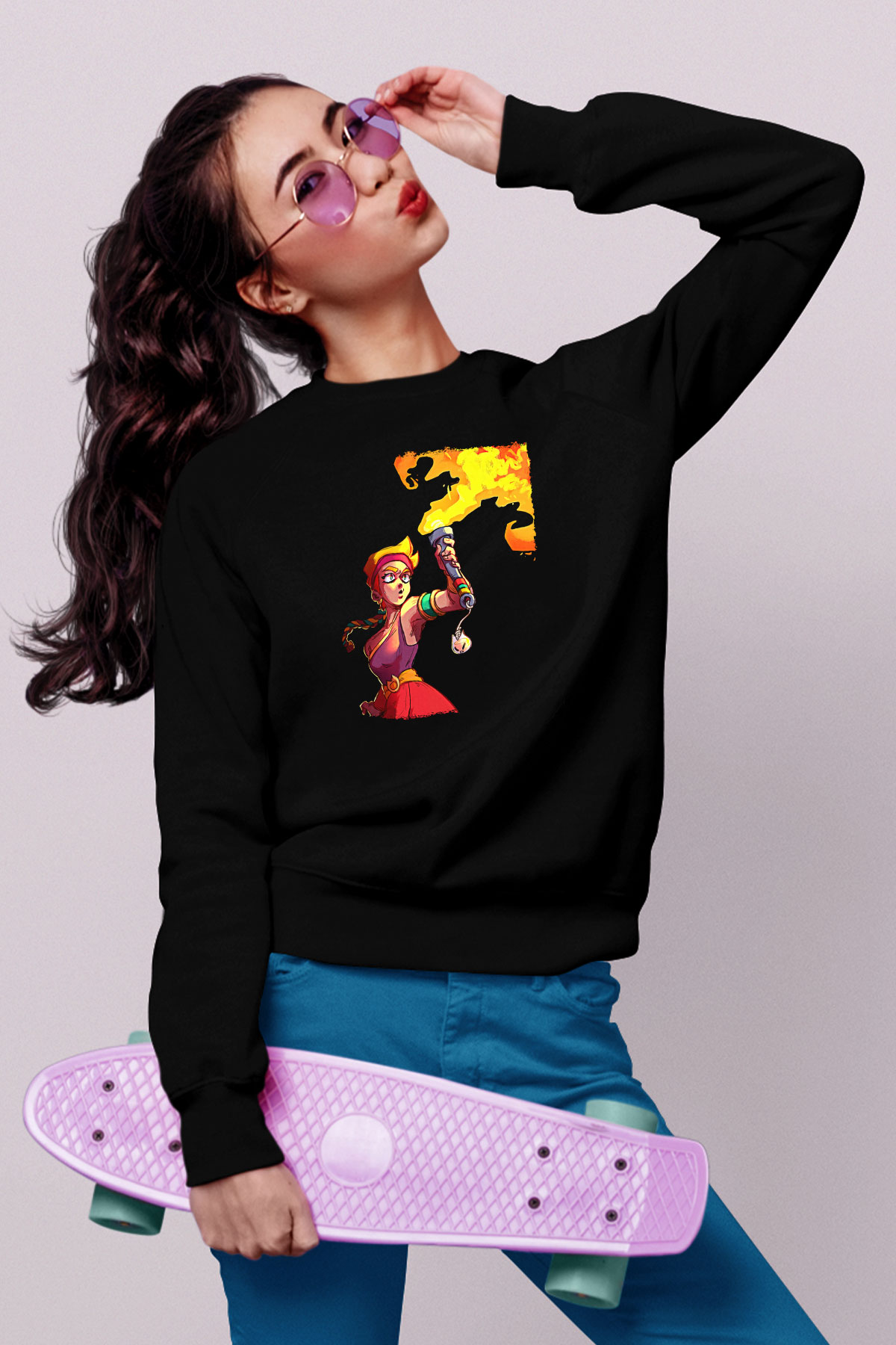 Brawl Stars Baskılı Unisex Siyah Sweatshirt