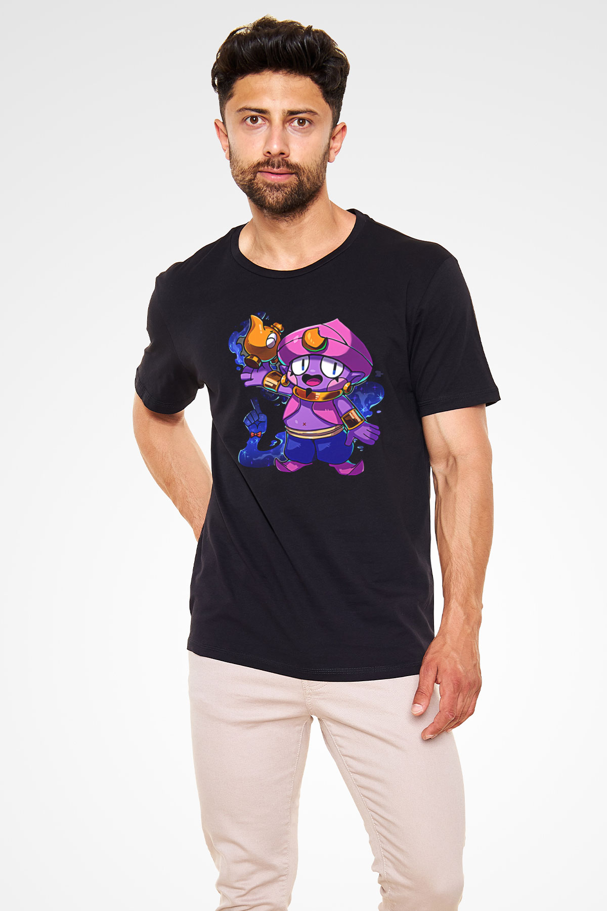 Brawl Stars Baskılı Unisex Siyah Tişört - Tshirt