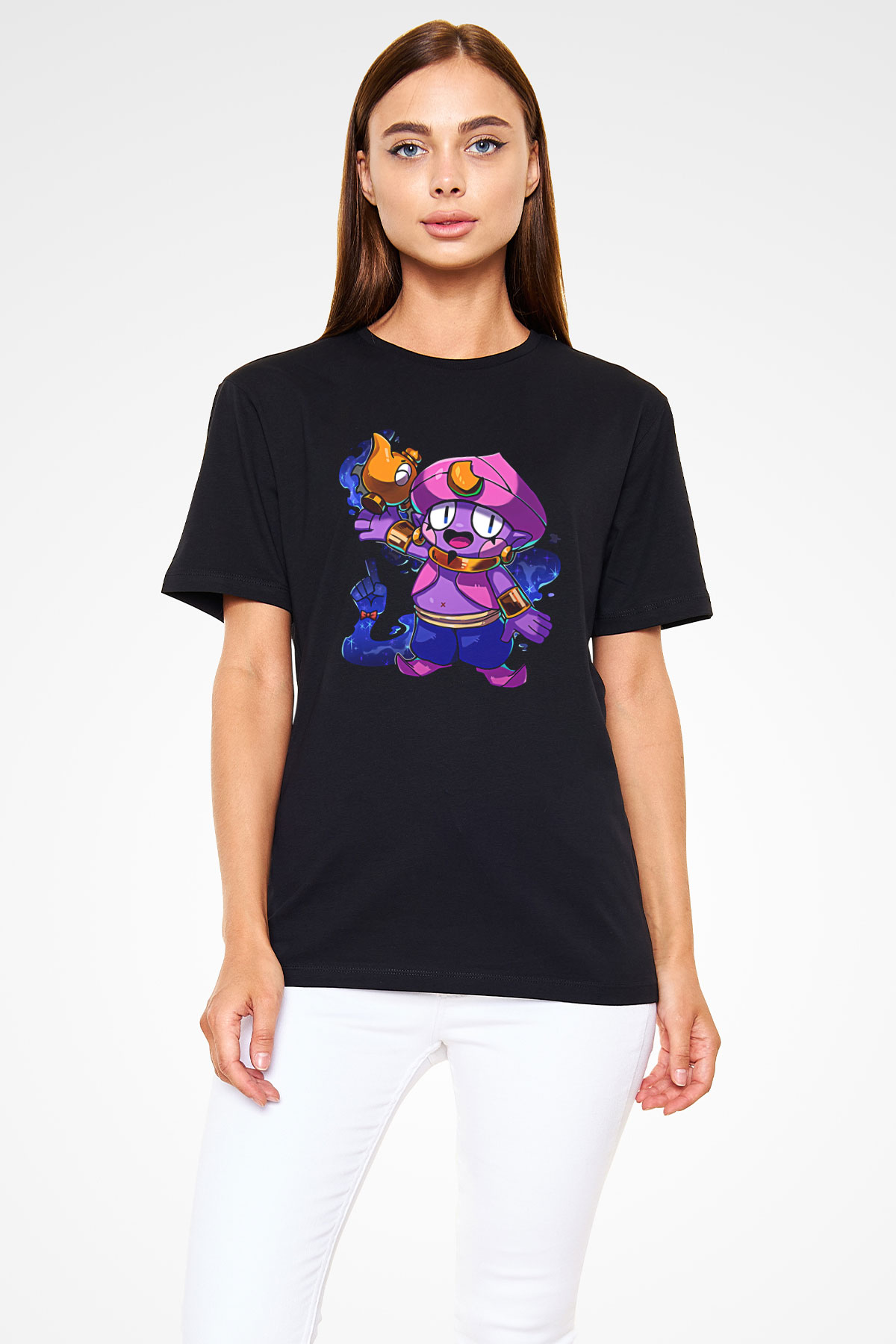 Brawl Stars Baskılı Unisex Siyah Tişört - Tshirt