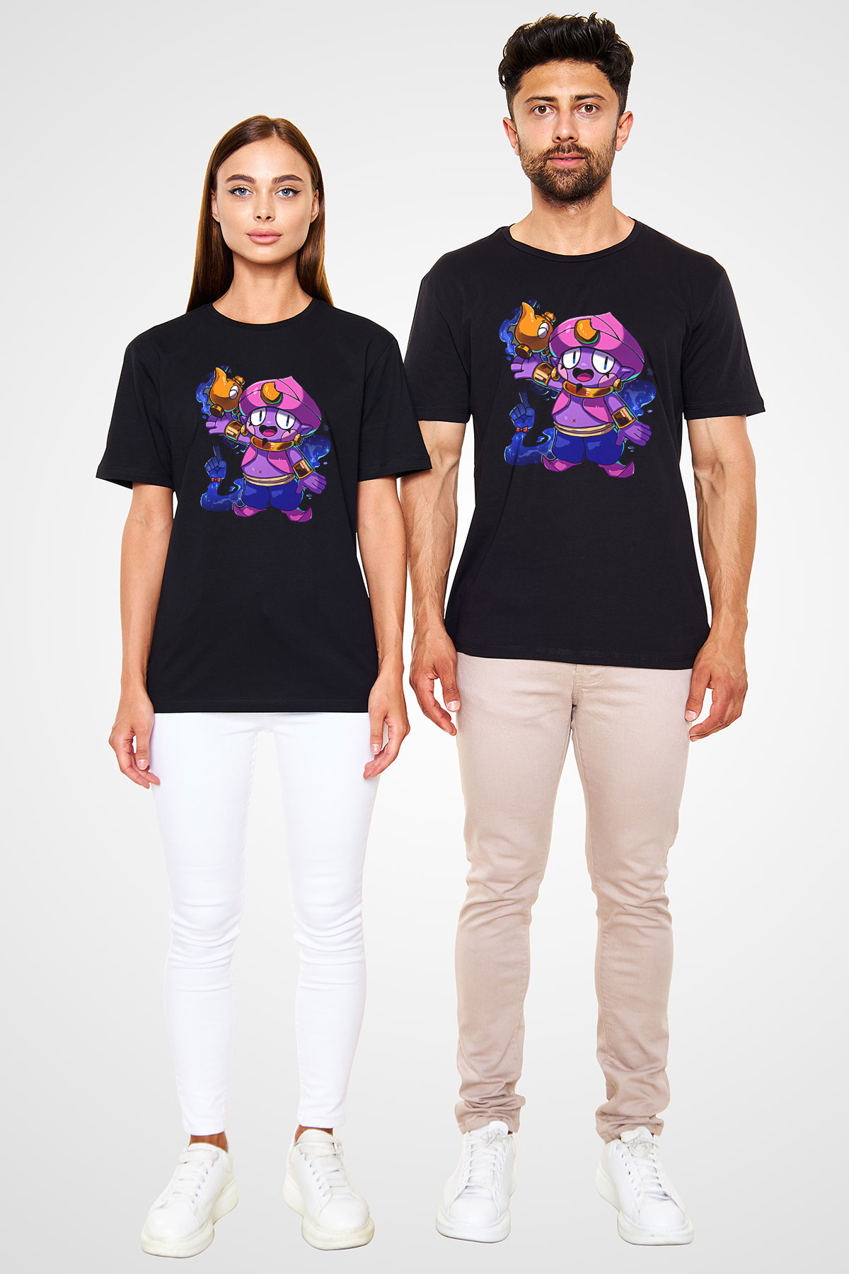 Brawl Stars Baskılı Unisex Siyah Tişört - Tshirt
