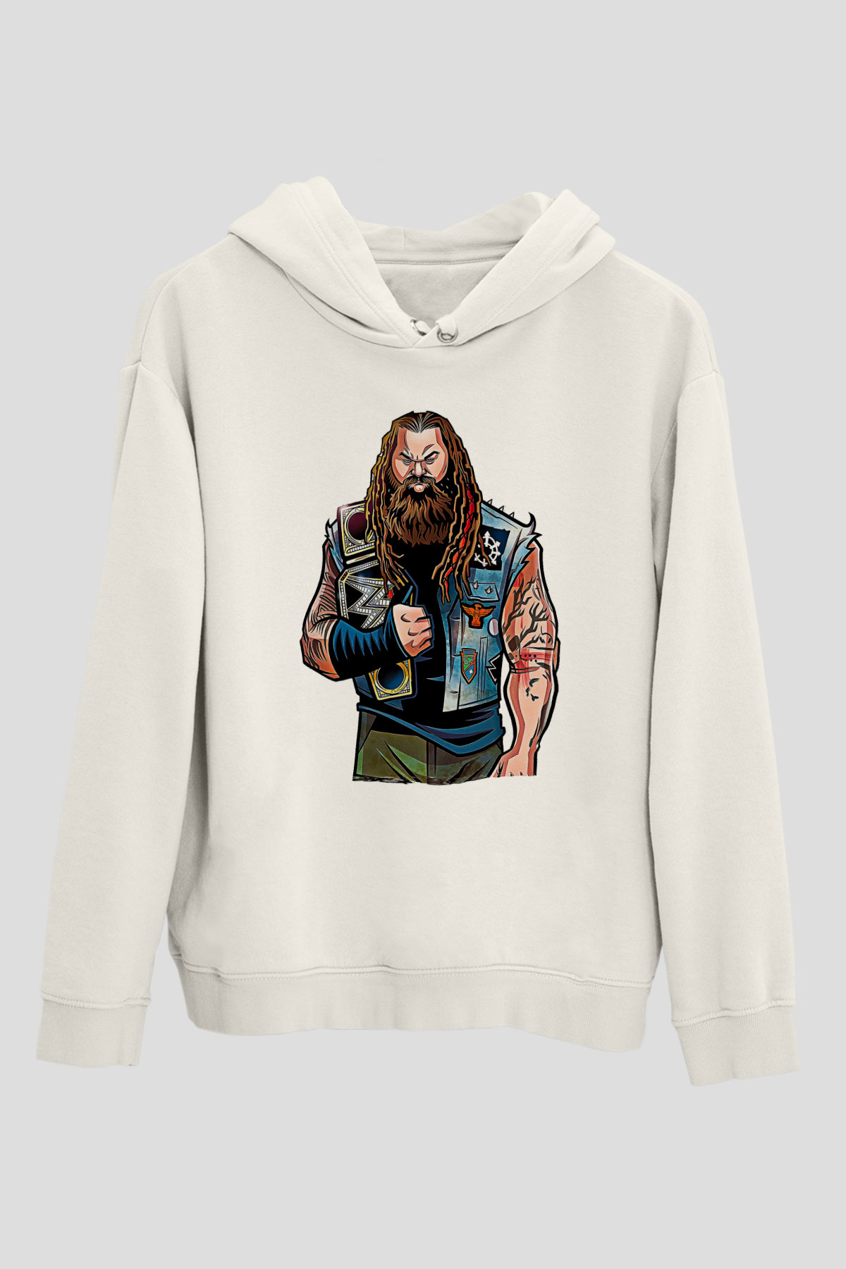 Bray Wyatt Baskılı Beyaz Unisex Hoodie