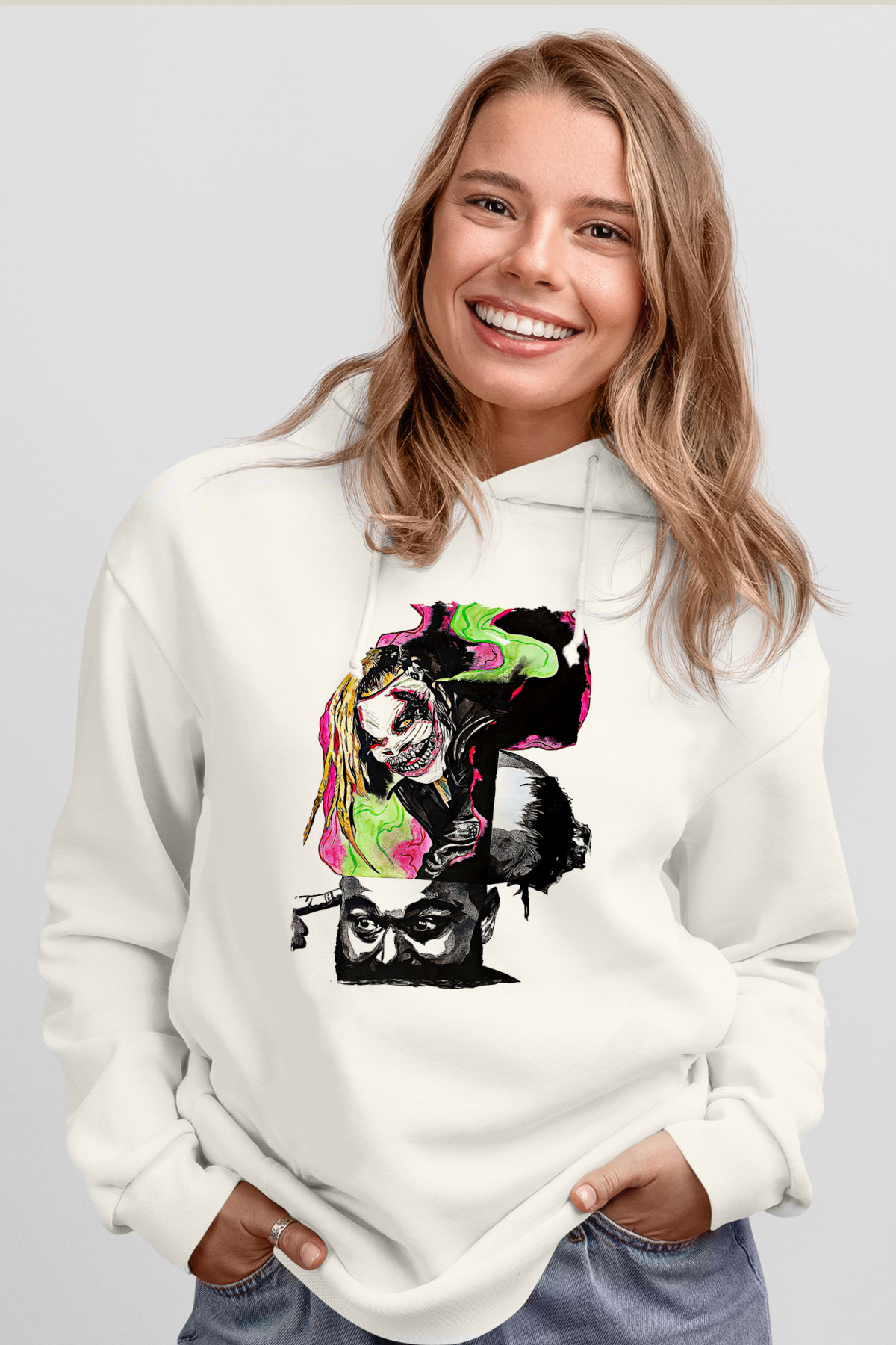 Bray Wyatt Baskılı Beyaz Unisex Hoodie