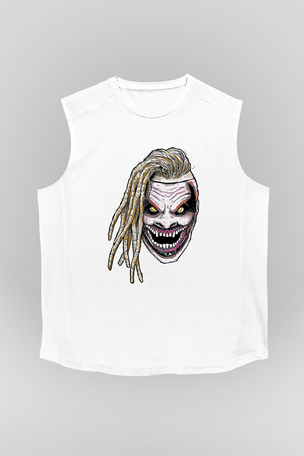 Bray Wyatt Baskılı Beyaz Unisex Kolsuz Tişört - Tshirt