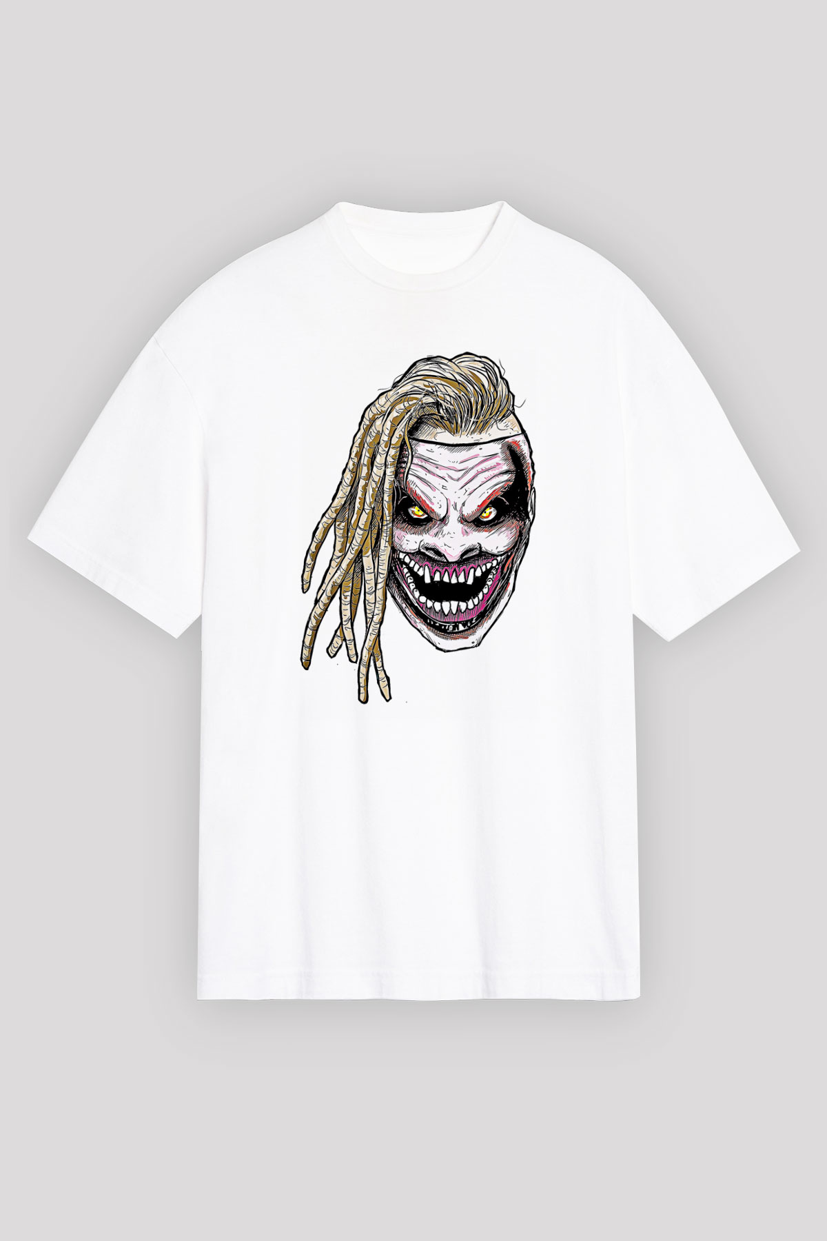 Bray Wyatt Baskılı Beyaz Unisex Oversize Tişört - Tshirt