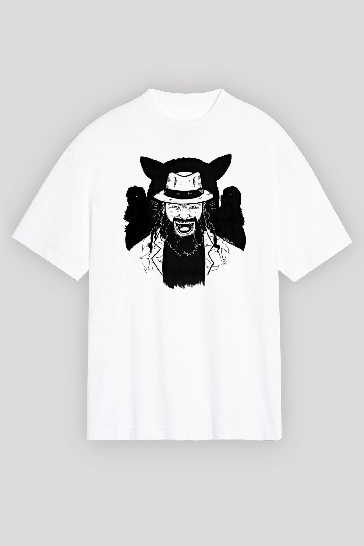 Bray Wyatt Baskılı Beyaz Unisex Oversize Tişört - Tshirt