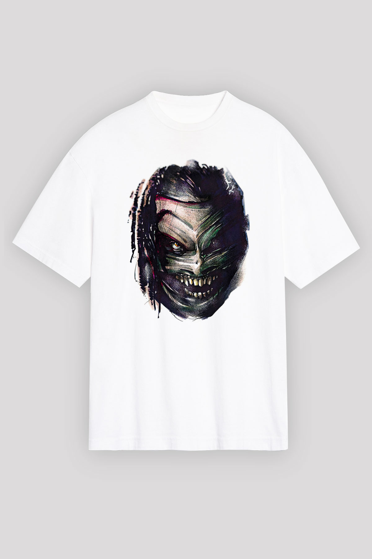 Bray Wyatt Baskılı Beyaz Unisex Oversize Tişört - Tshirt