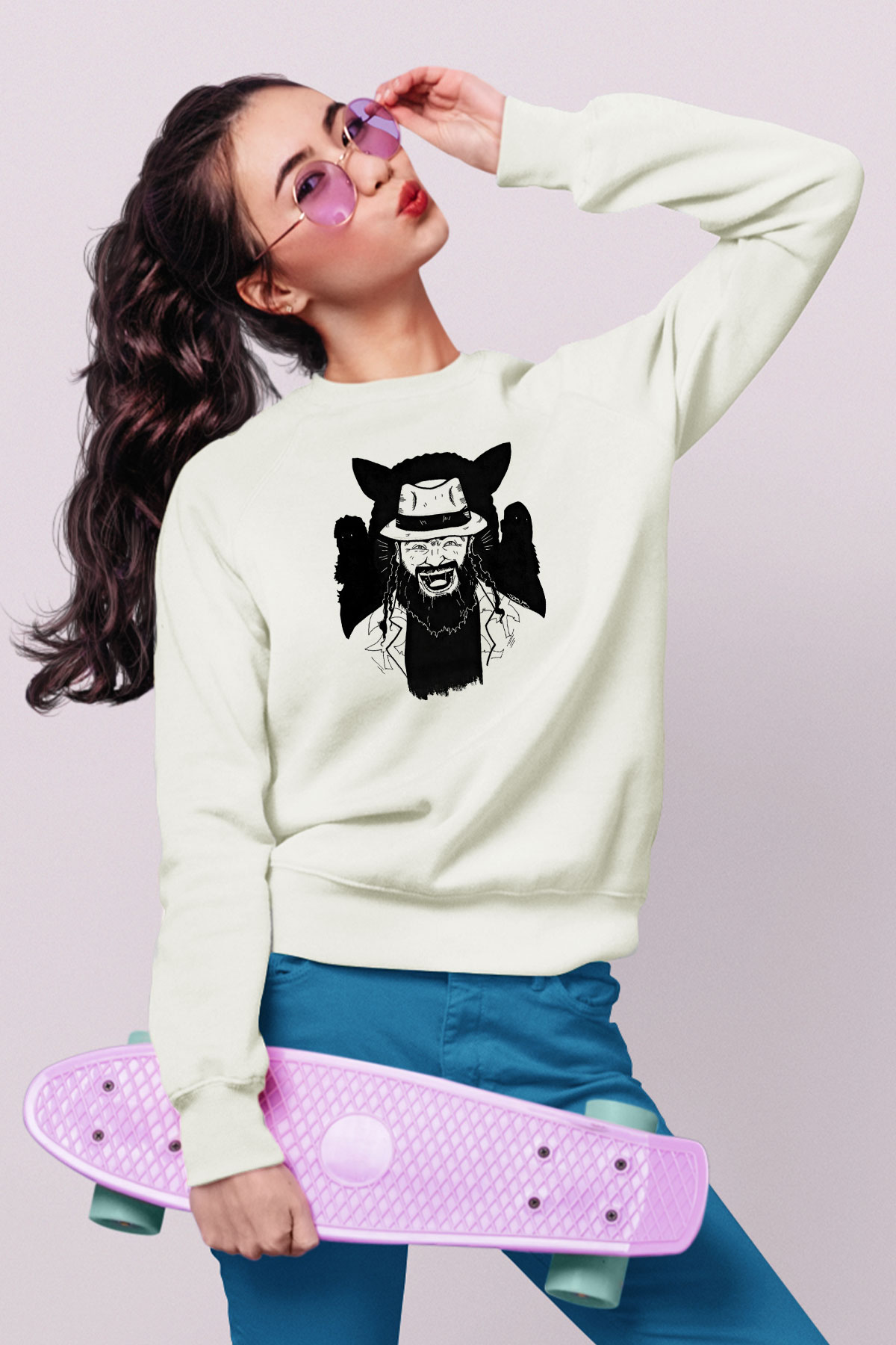 Bray Wyatt Baskılı Beyaz Unisex Sweatshirt