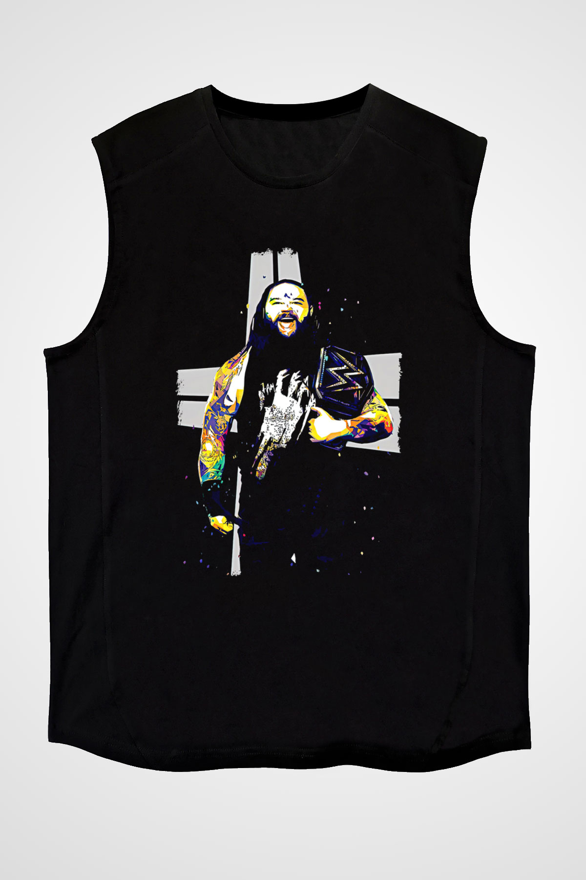 Bray Wyatt Baskılı Unisex Siyah Kolsuz Tişört - Tshirt