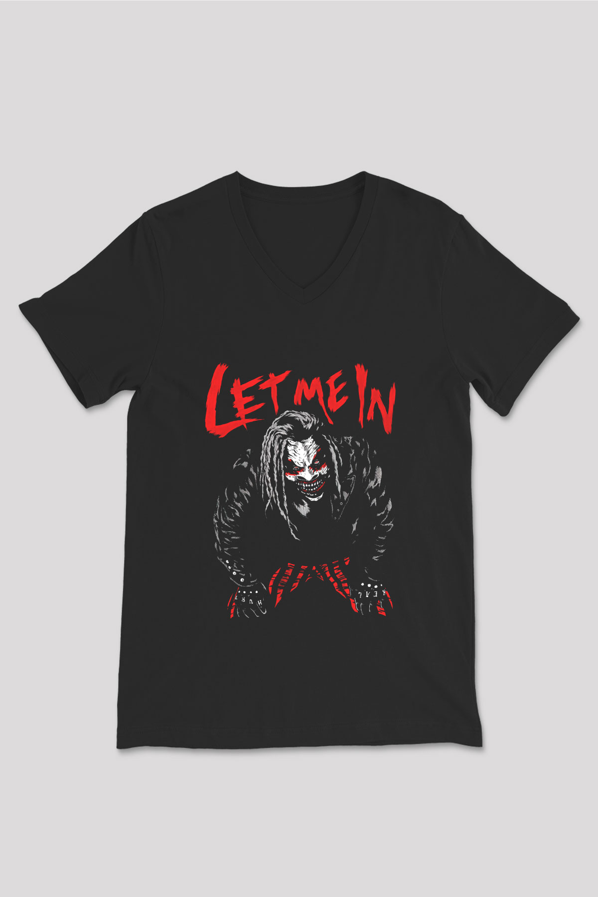 Bray Wyatt Baskılı Unisex Siyah V Yaka Tişört - Tshirt