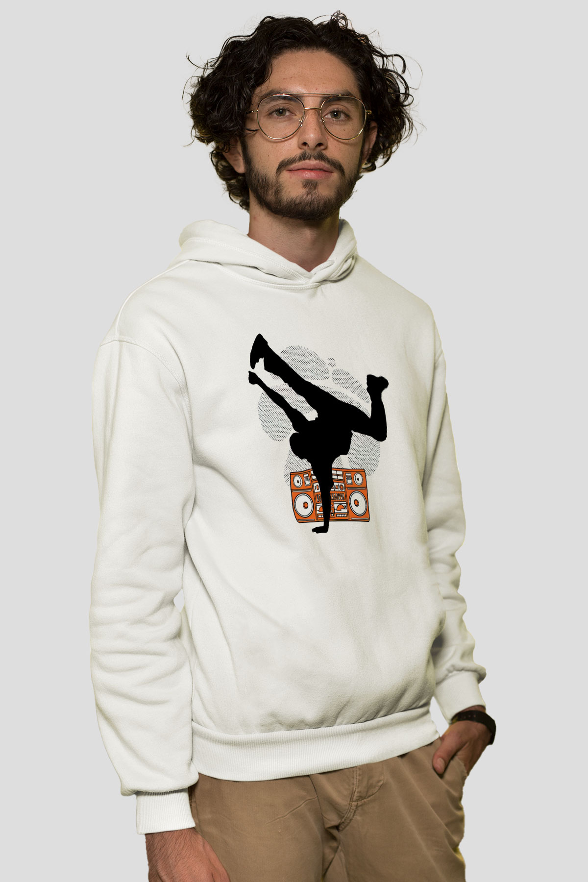 Breakdans Beyaz Unisex Hoodie