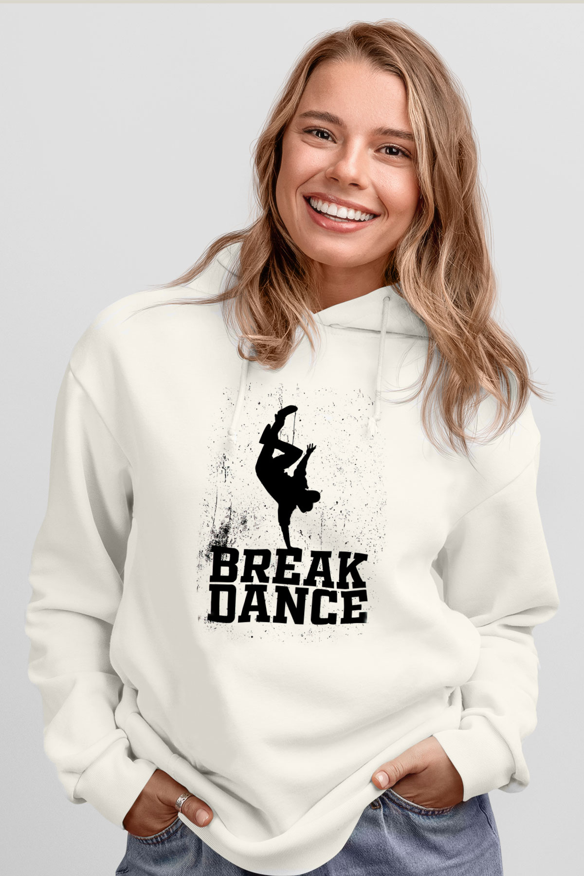 Breakdans Beyaz Unisex Hoodie