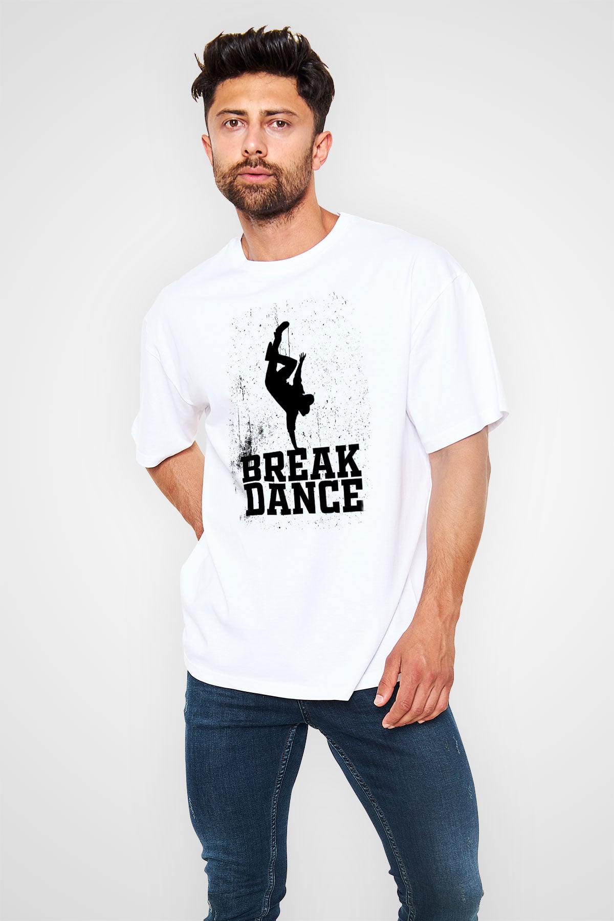 Breakdans Beyaz Oversize Tişört Oversize T-shirt - TişörtFabrikası