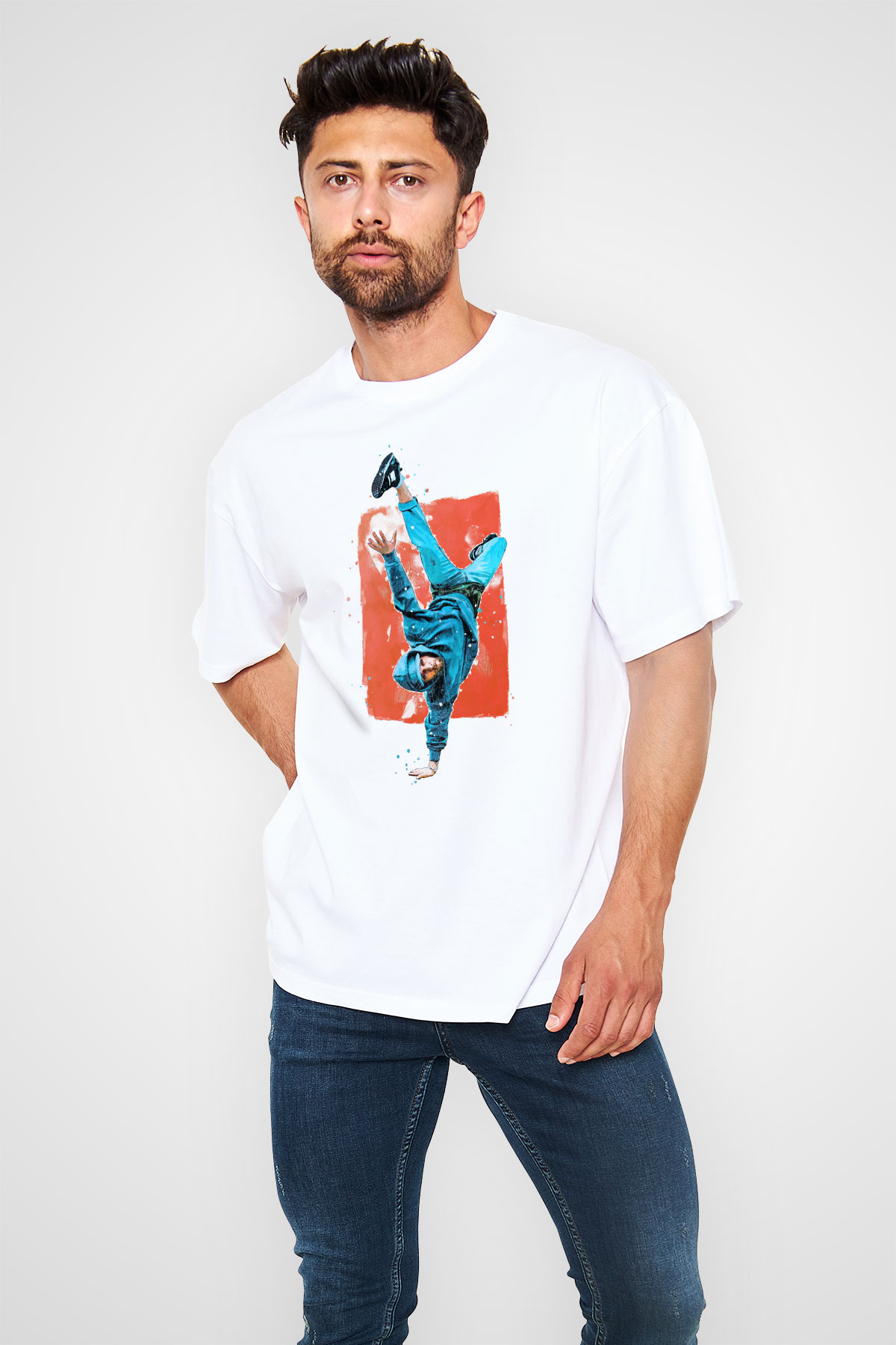 Breakdans Beyaz Oversize Tişört Oversize T-shirt - TişörtFabrikası