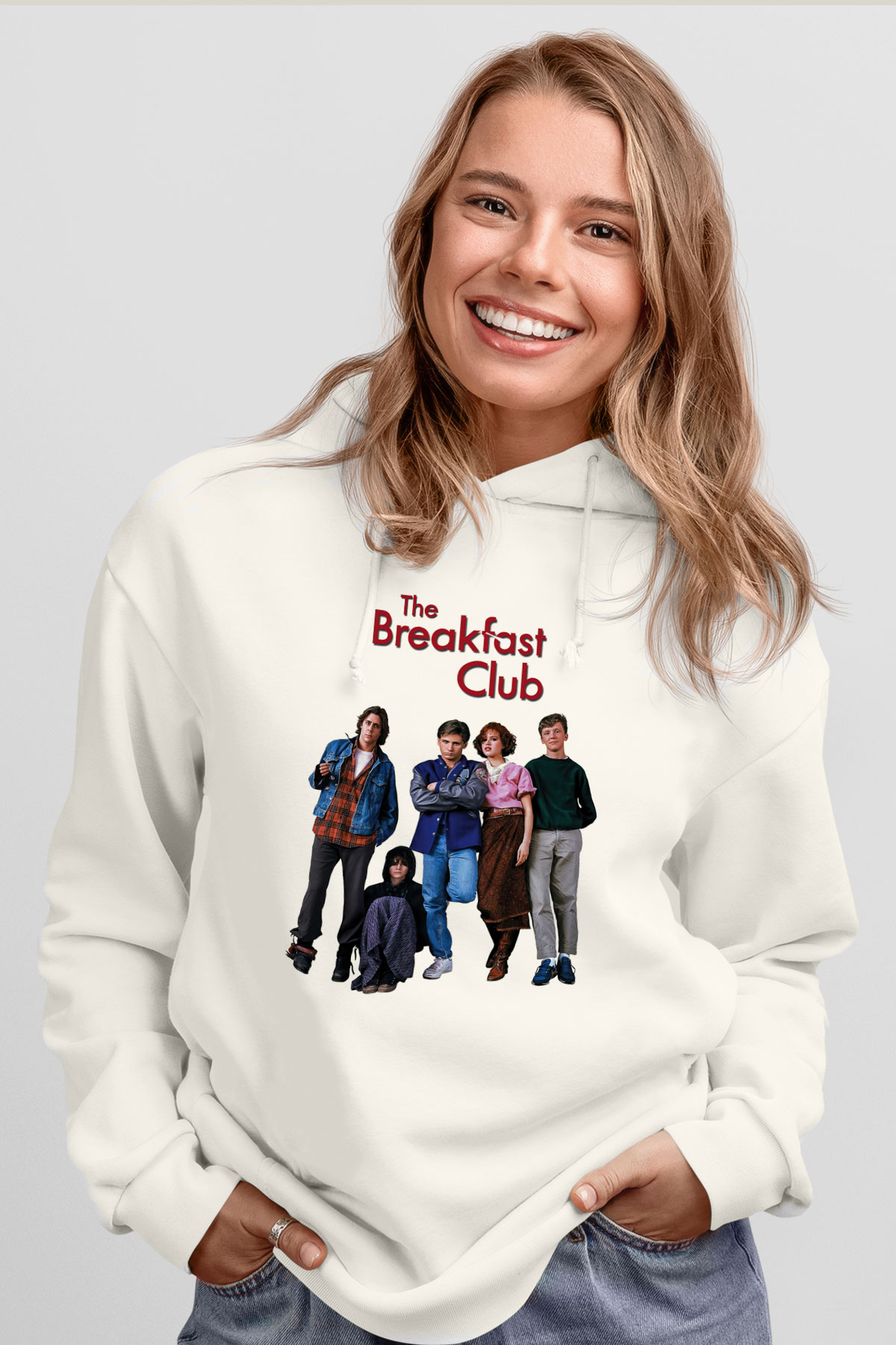 Breakfast Club Beyaz Unisex Kapşonlu Sweatshirt