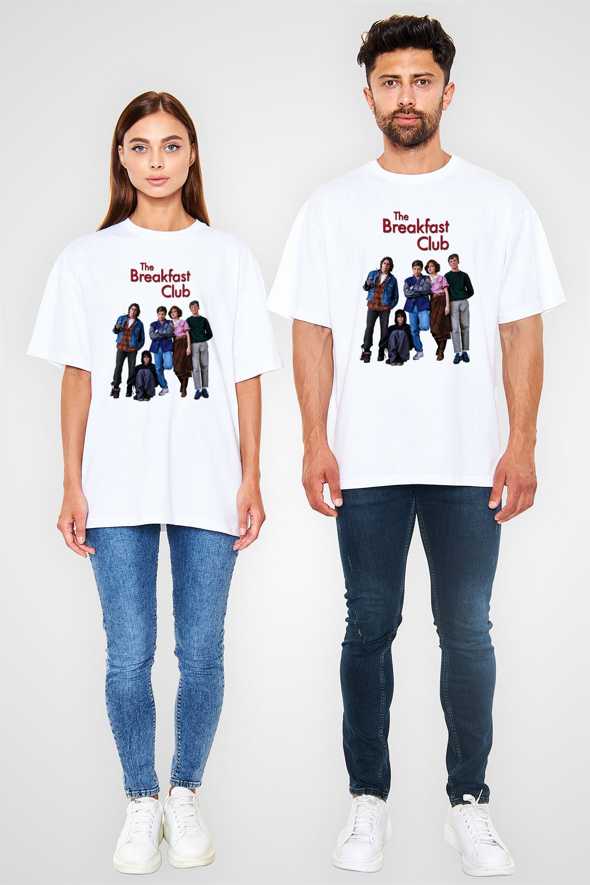 Breakfast Club Beyaz Unisex Oversize Tişört