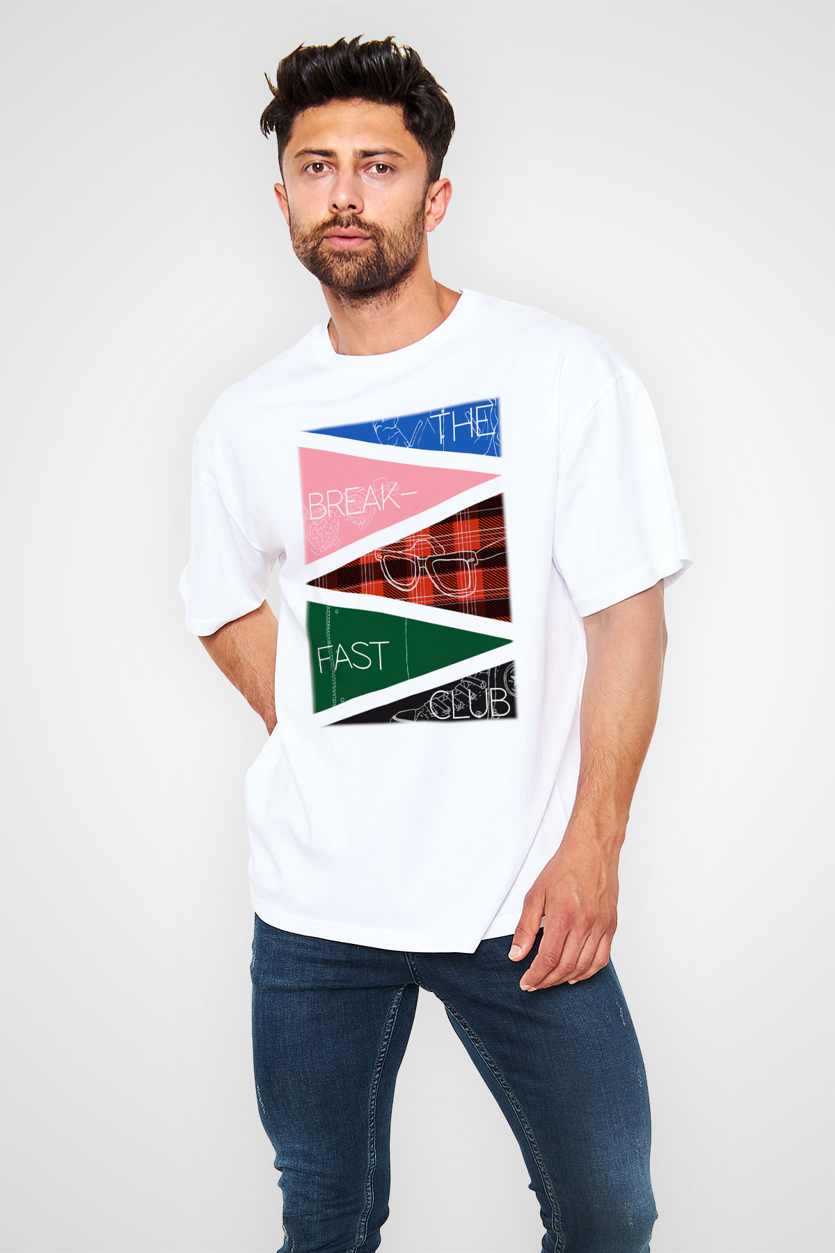 Breakfast Club Beyaz Unisex Oversize Tişört