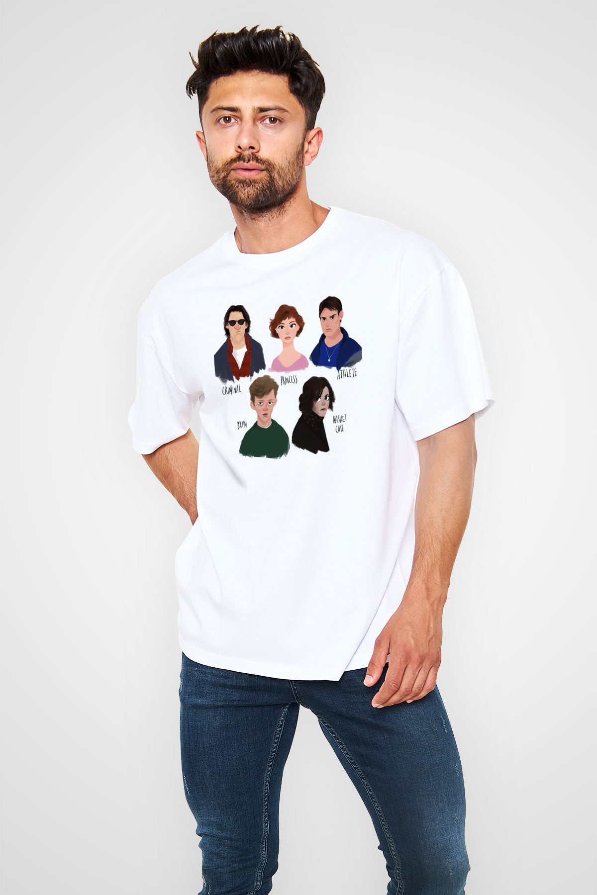 Breakfast Club Beyaz Unisex Oversize Tişört