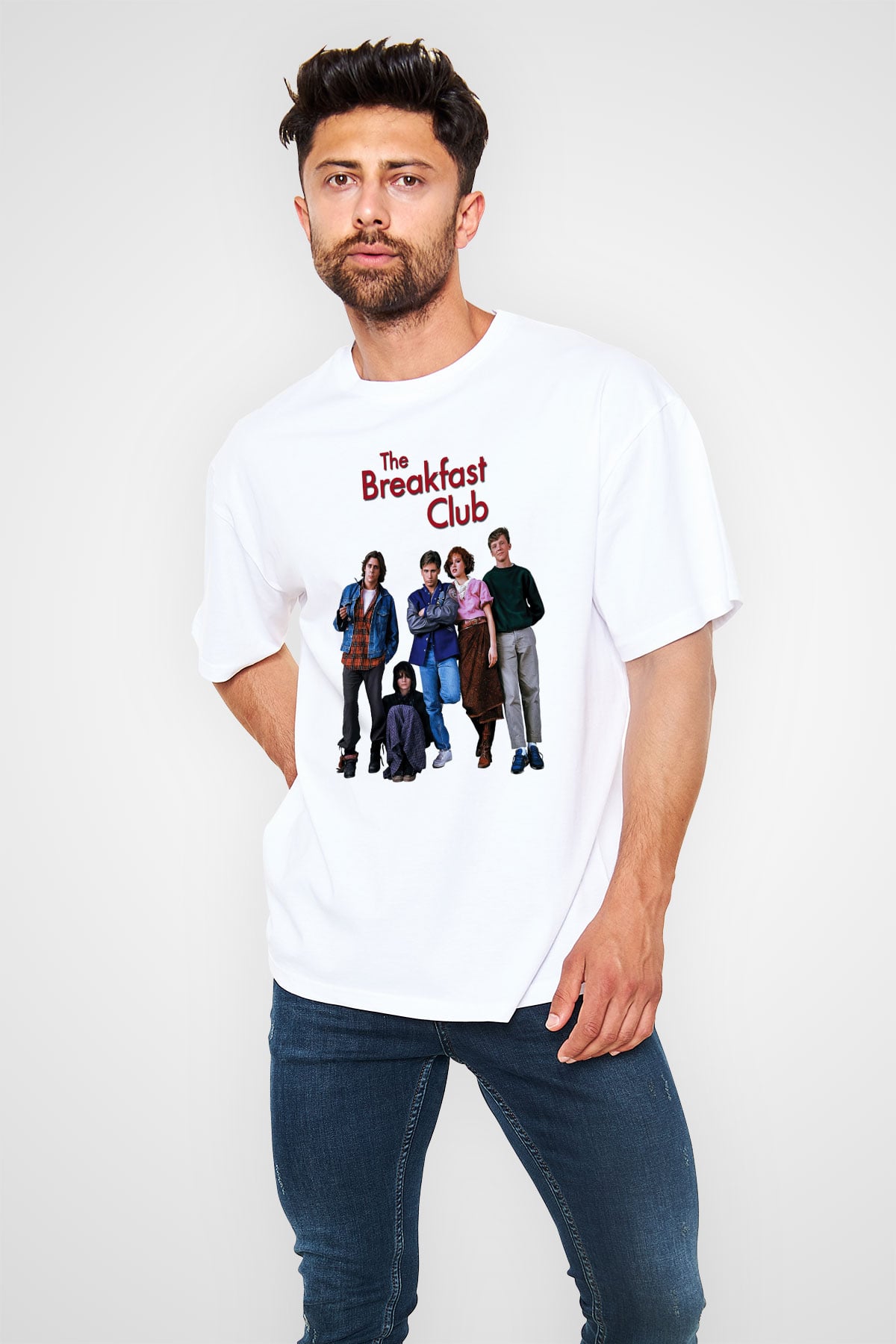 Breakfast Club Beyaz Unisex Oversize Tişört
