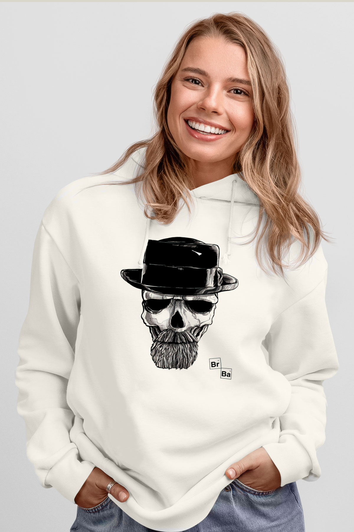 Breaking Bad Heisenberg Beyaz Unisex Kapşonlu Sweatshirt