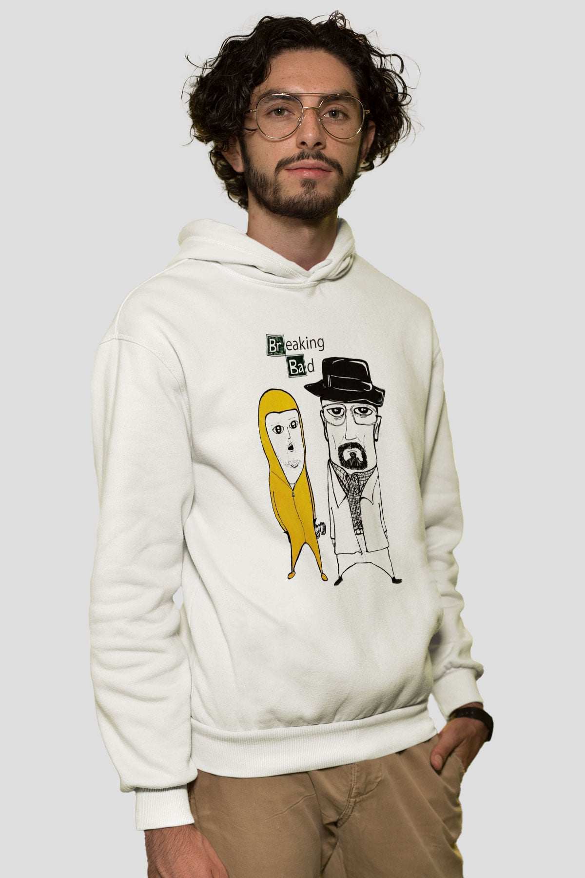 Breaking Bad Heisenberg Beyaz Unisex Kapşonlu Sweatshirt