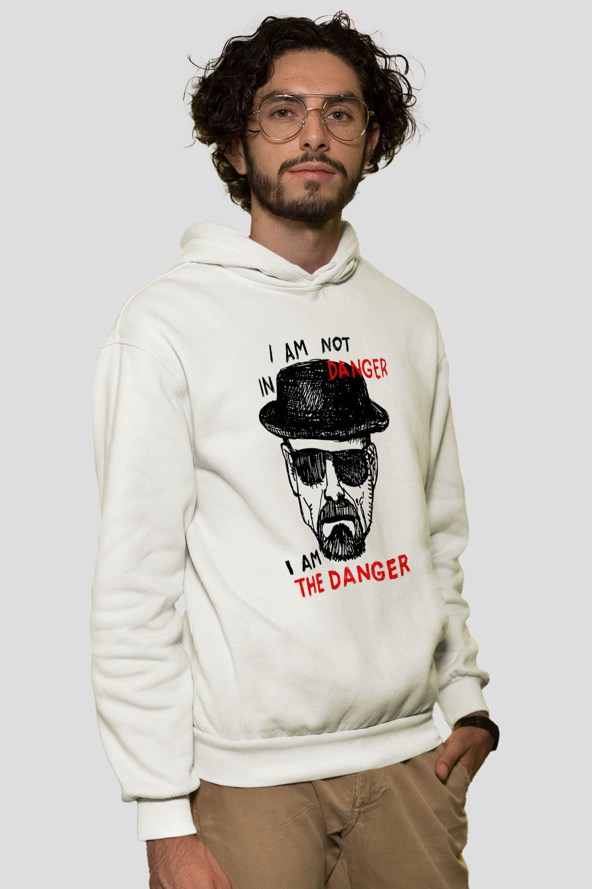 Breaking Bad Heisenberg Beyaz Unisex Kapşonlu Sweatshirt