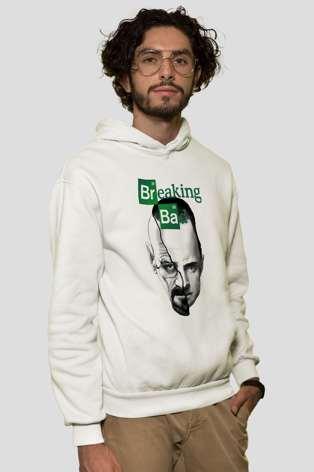Breaking Bad Heisenberg Beyaz Unisex Kapşonlu Sweatshirt