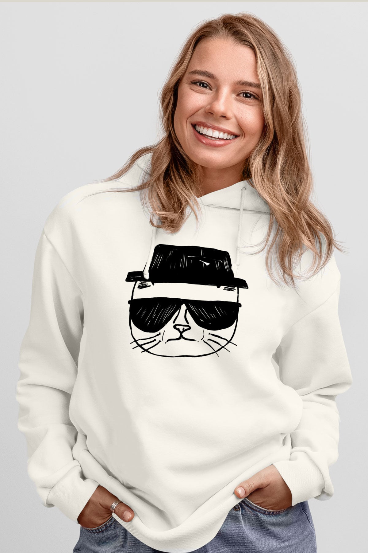 Breaking Bad Heisenberg Beyaz Unisex Kapşonlu Sweatshirt