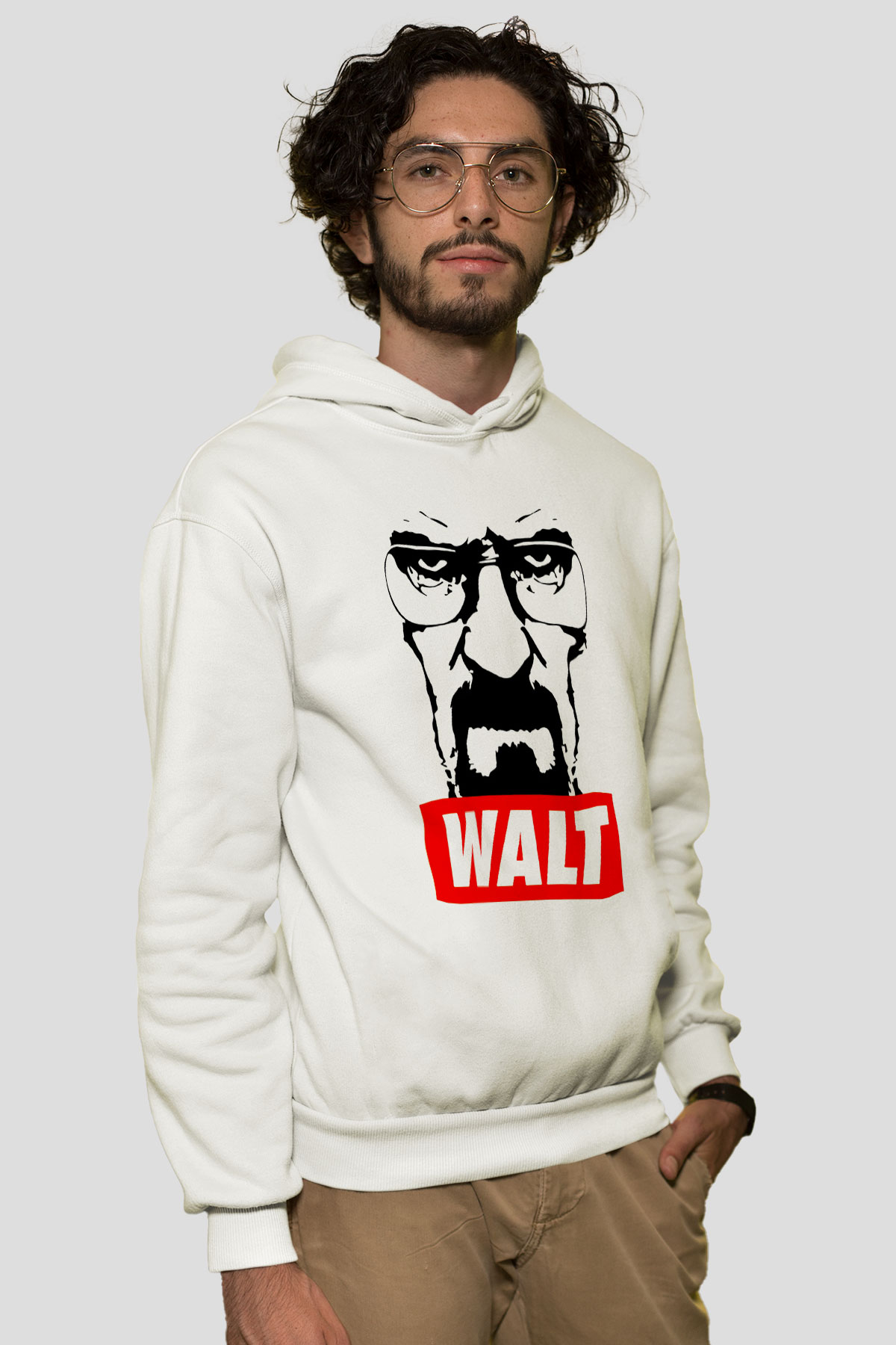 Breaking Bad Heisenberg Beyaz Unisex Kapşonlu Sweatshirt