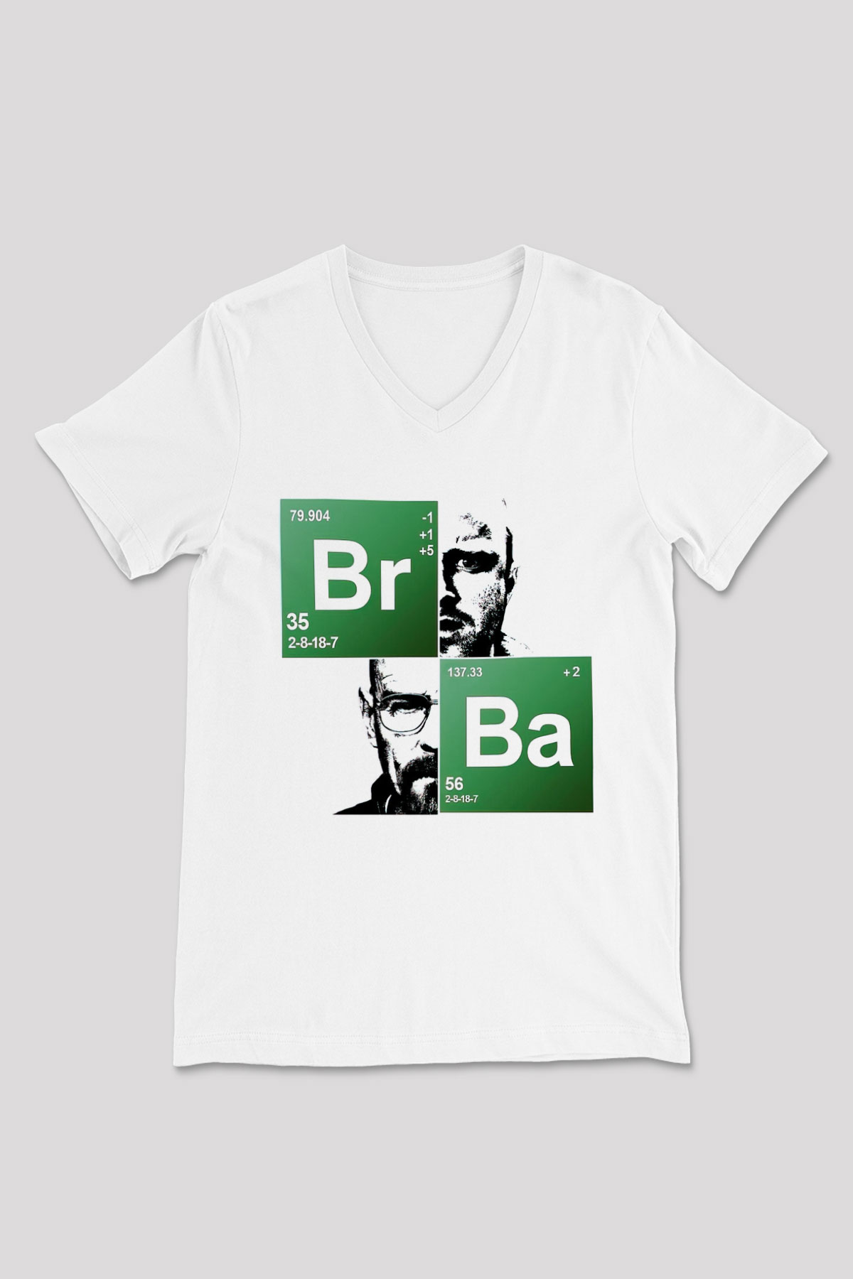 Breaking Bad Heisenberg Beyaz Unisex V Yaka Tişört T-Shirt