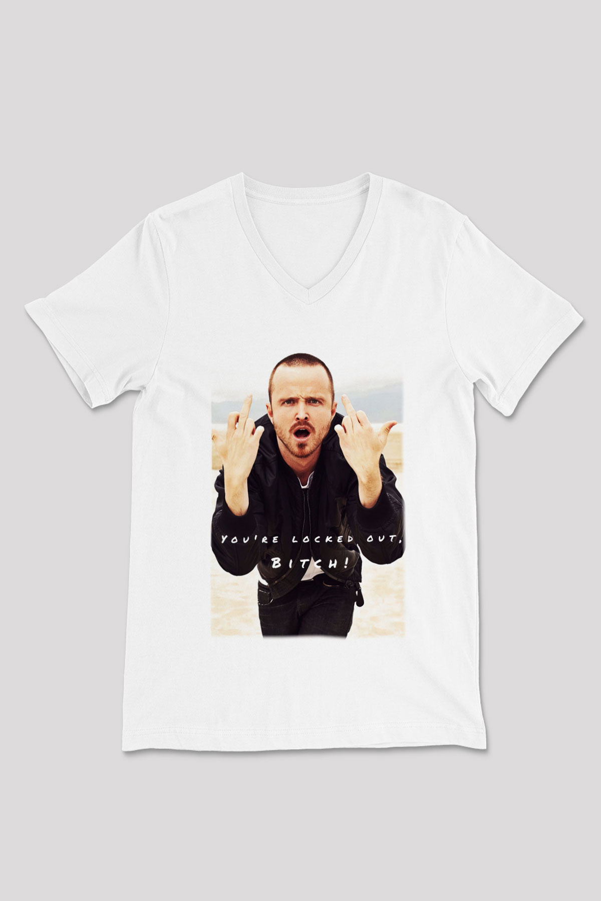 Breaking Bad Heisenberg Beyaz Unisex V Yaka Tişört T-Shirt