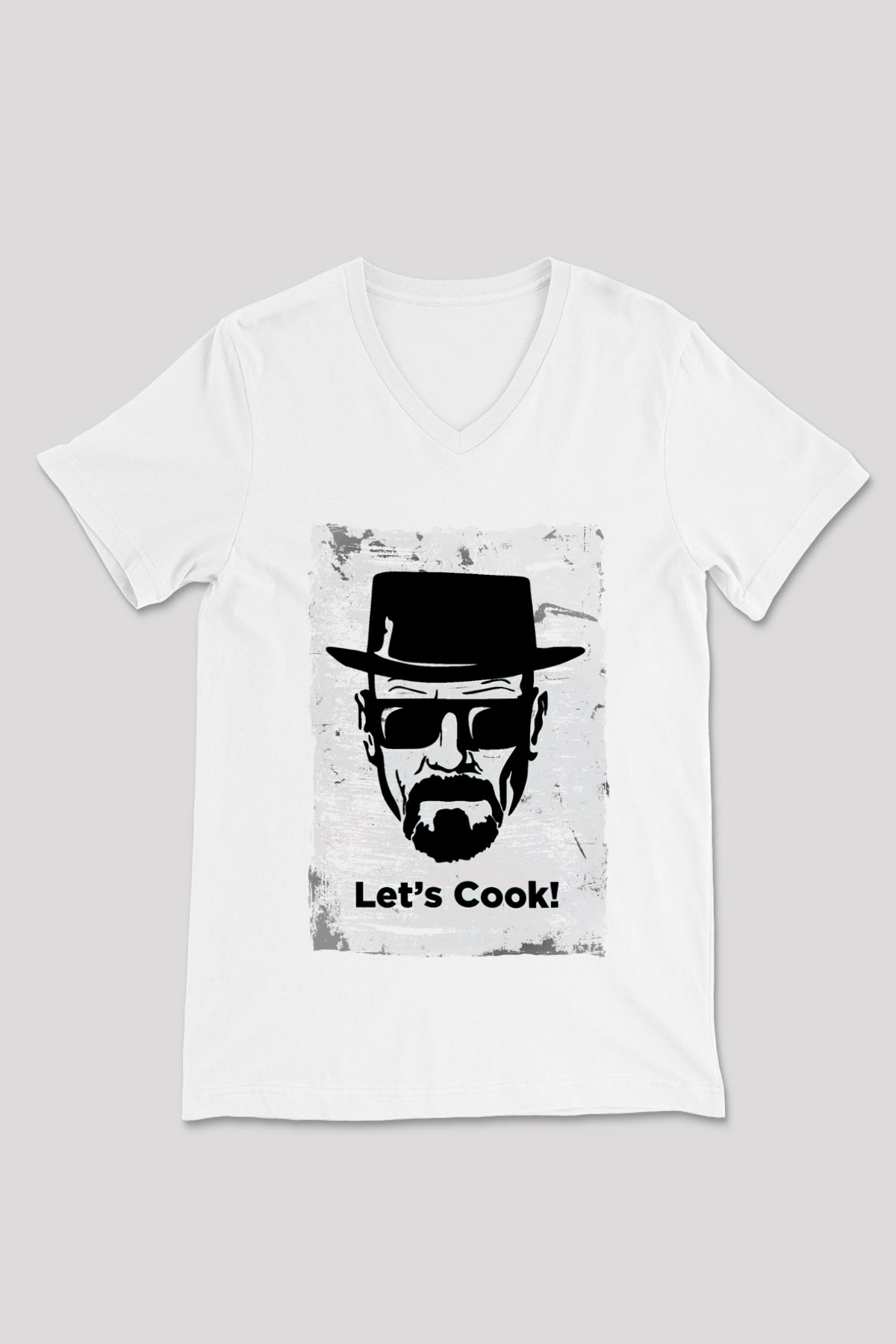 Breaking Bad Heisenberg Beyaz Unisex V Yaka Tişört