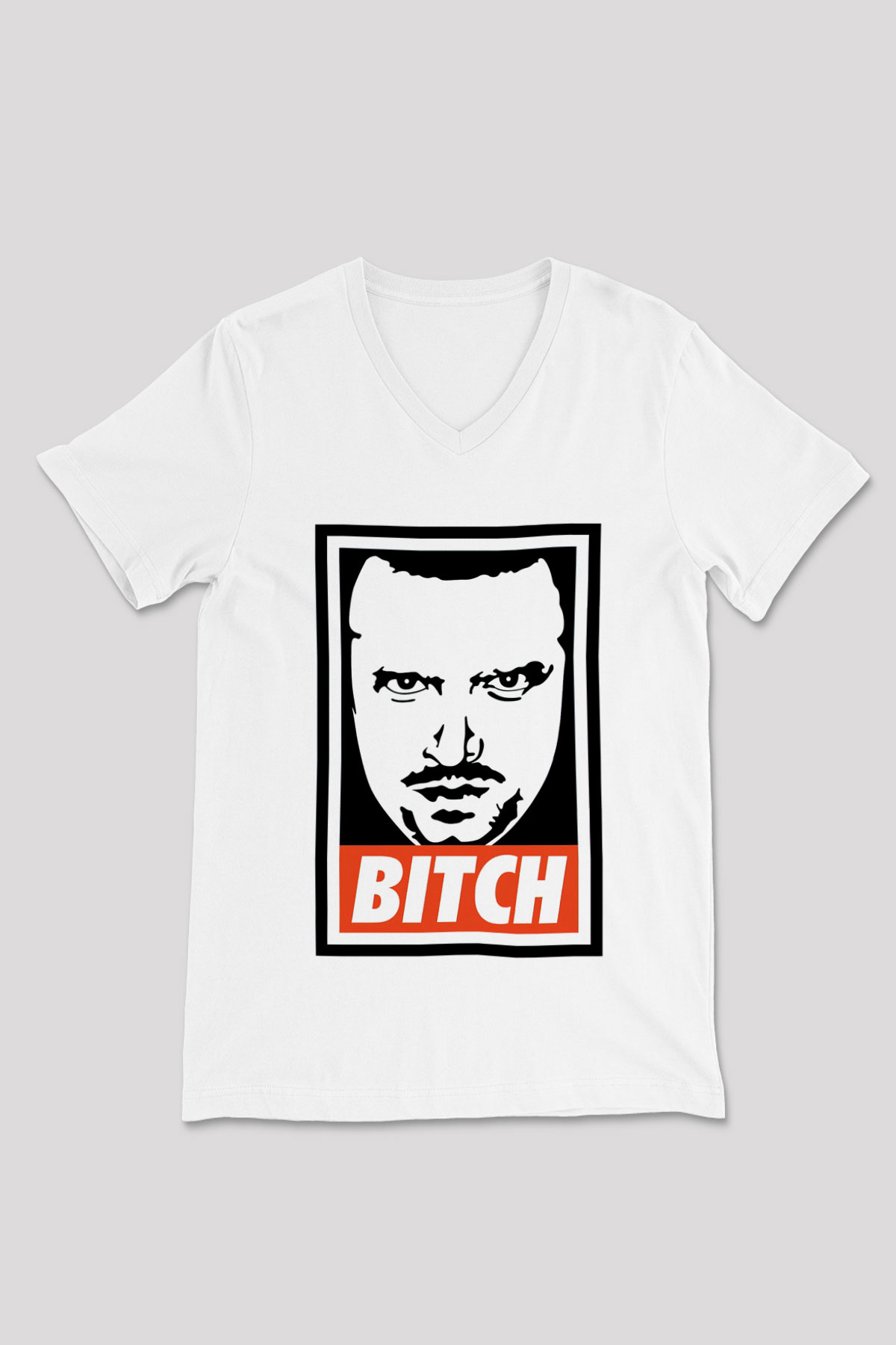 Breaking Bad Heisenberg Beyaz Unisex V Yaka Tişört