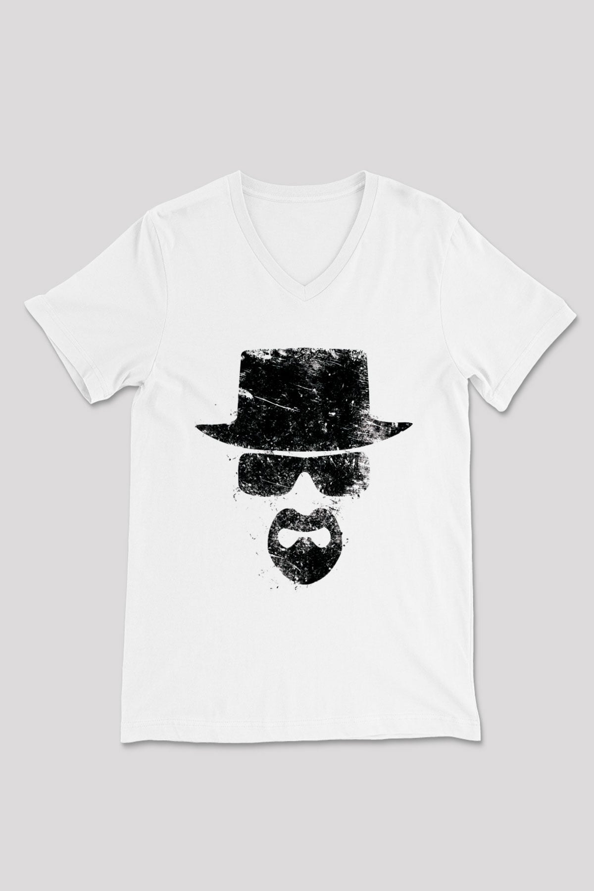 Breaking Bad Heisenberg Beyaz Unisex V Yaka Tişört T-Shirt