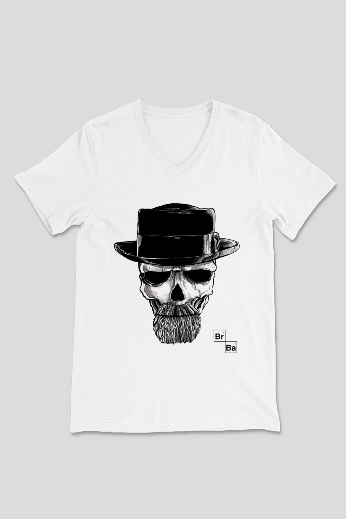 Breaking Bad Heisenberg Beyaz Unisex V Yaka Tişört T-Shirt