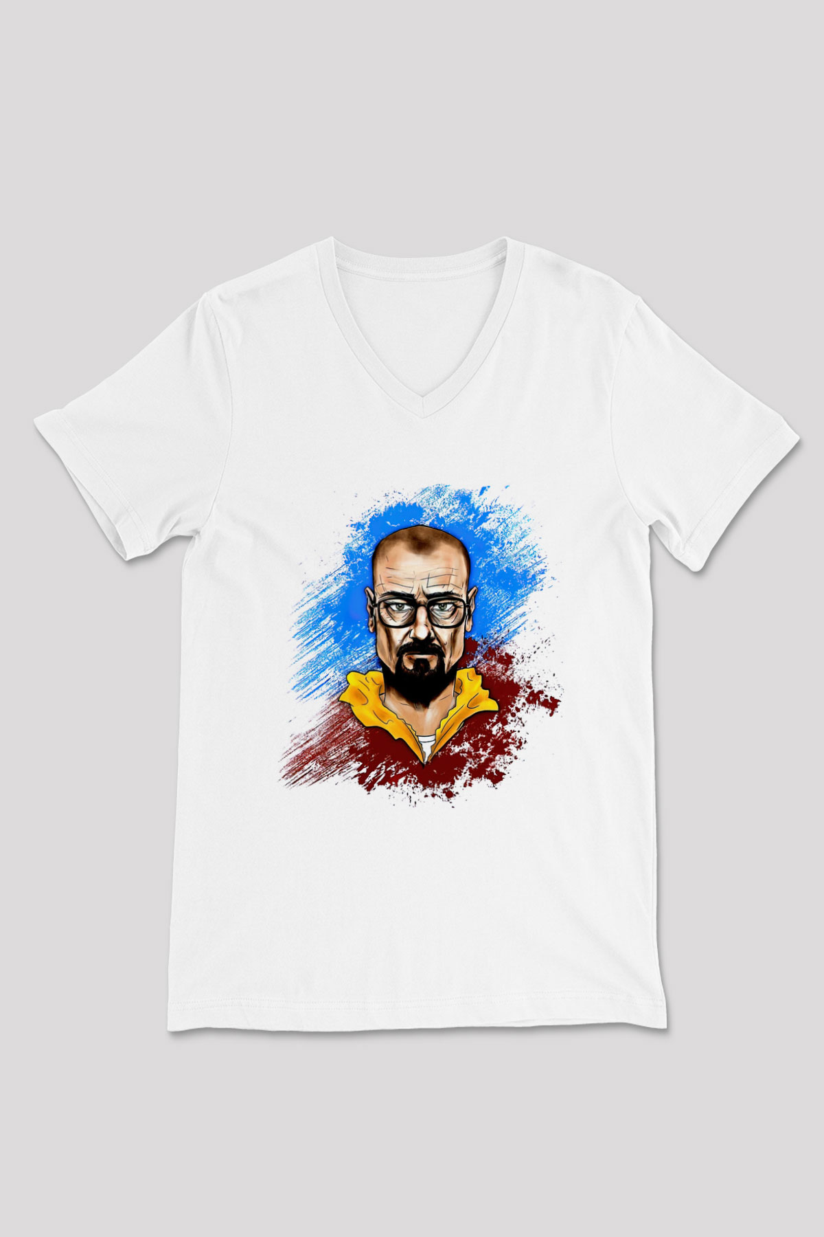 Breaking Bad Heisenberg Beyaz Unisex V Yaka Tişört