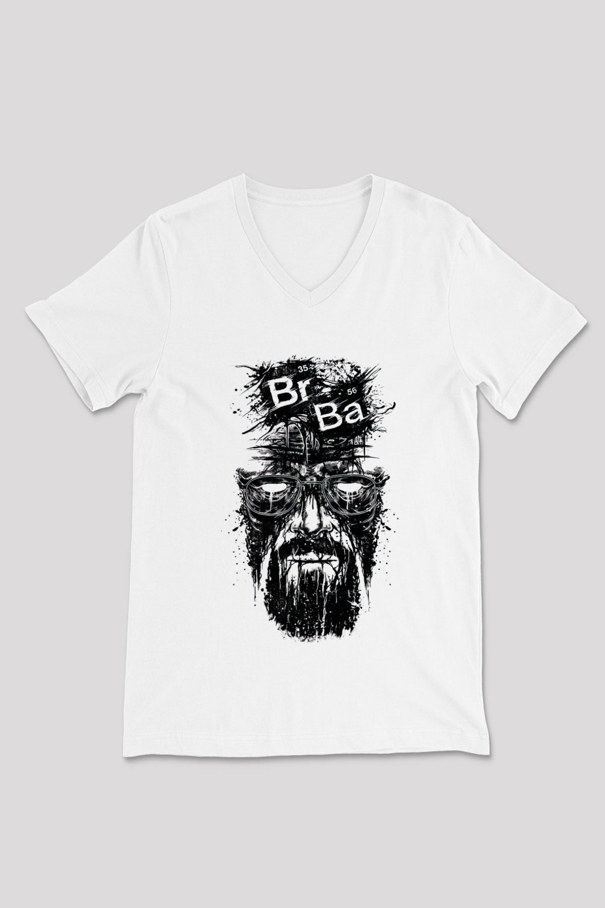 Breaking Bad Heisenberg Beyaz Unisex V Yaka Tişört T-Shirt