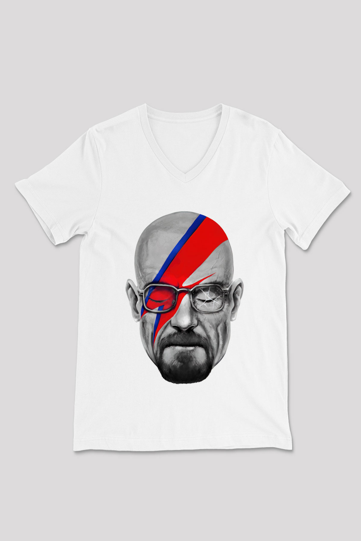 Breaking Bad Heisenberg Beyaz Unisex V Yaka Tişört T-Shirt