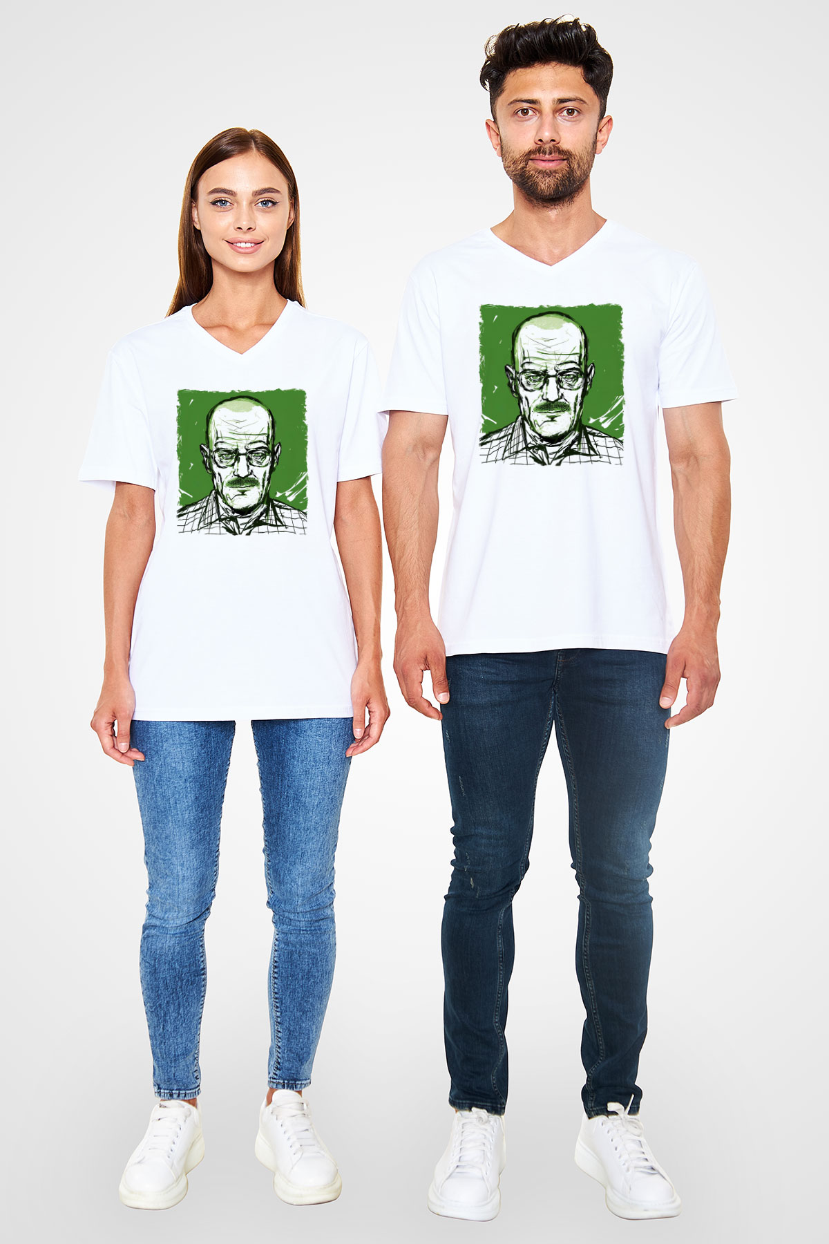 Breaking Bad Heisenberg Hail To The King Beyaz Unisex V Yaka Tişört