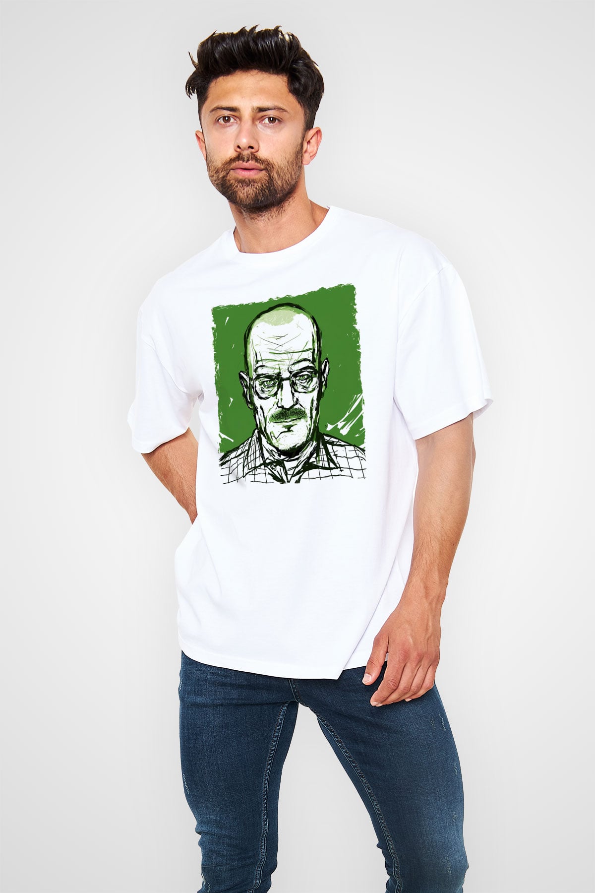Breaking Bad Heisenberg Hail To The King Beyaz Oversize Tişört Oversize T-shirt