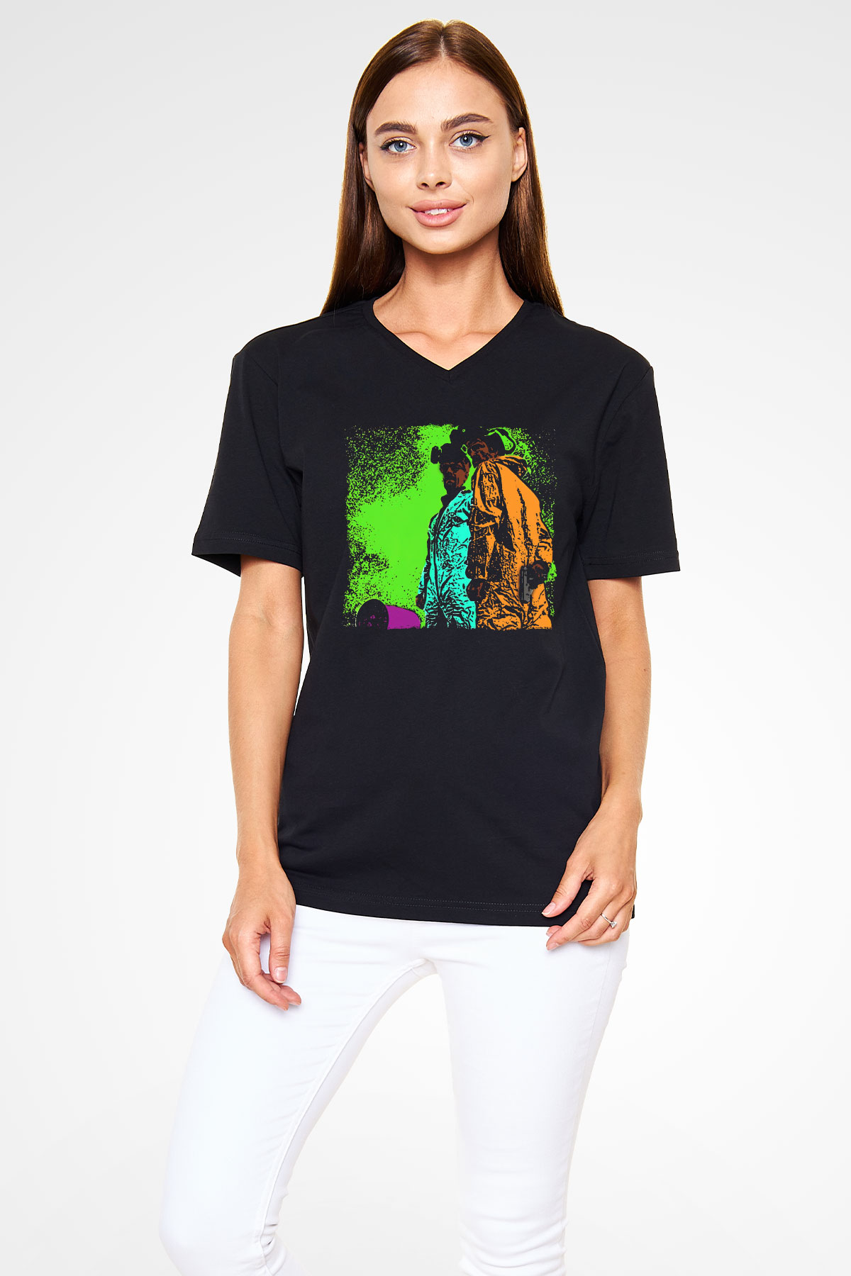 Breaking Bad Heisenberg Mr. White Siyah Unisex V Yaka Tişört