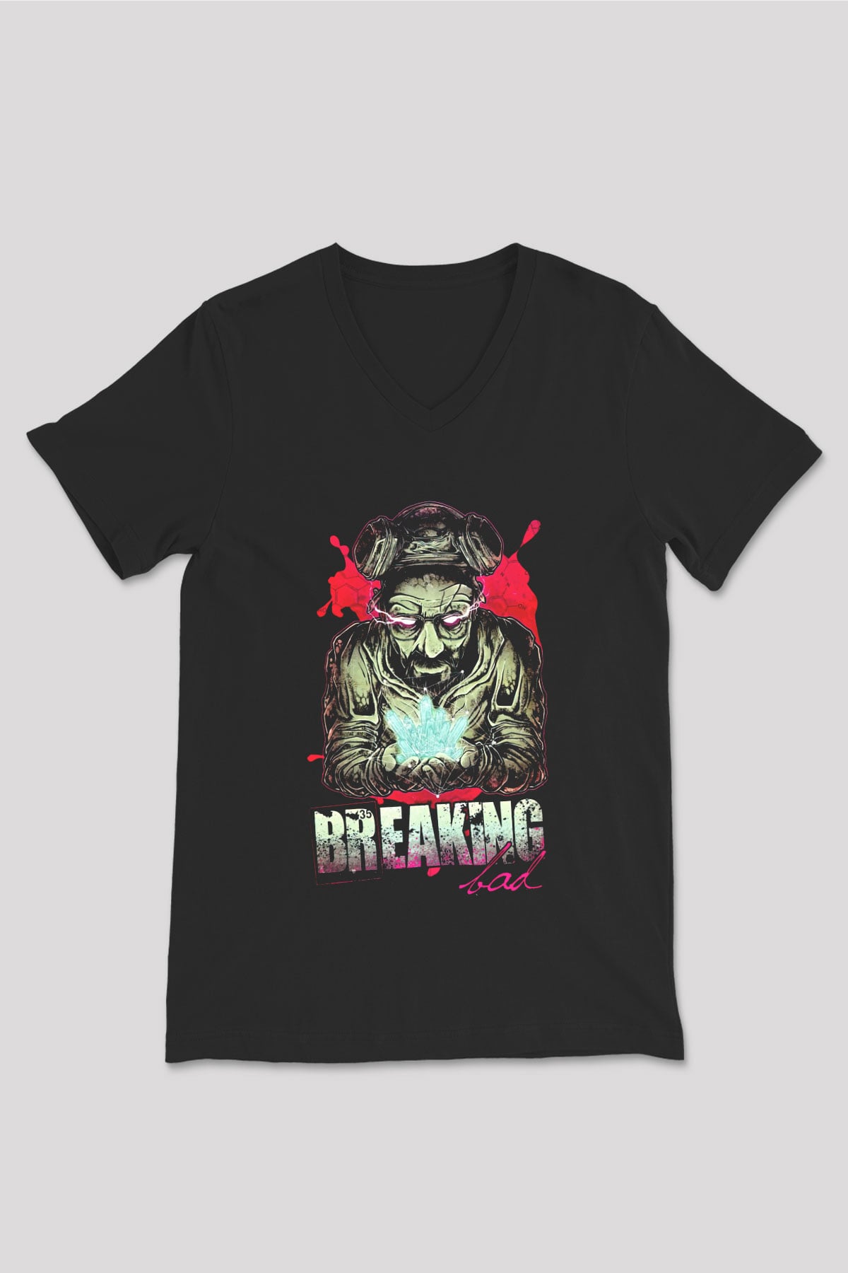 Breaking Bad Heisenberg Siyah Unisex V Yaka Tişört T-Shirt