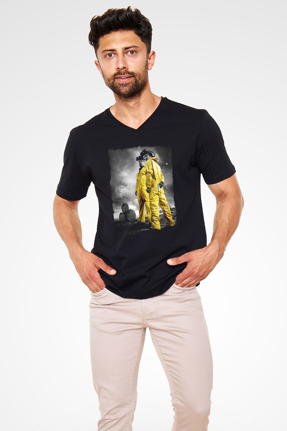 Breaking Bad Heisenberg Siyah Unisex V Yaka Tişört