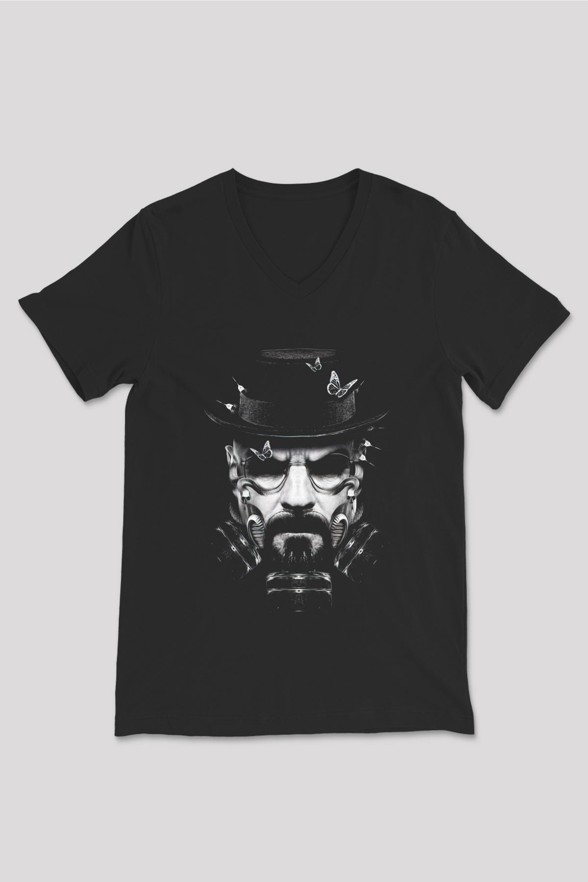 Breaking Bad Heisenberg Siyah Unisex V Yaka Tişört T-Shirt